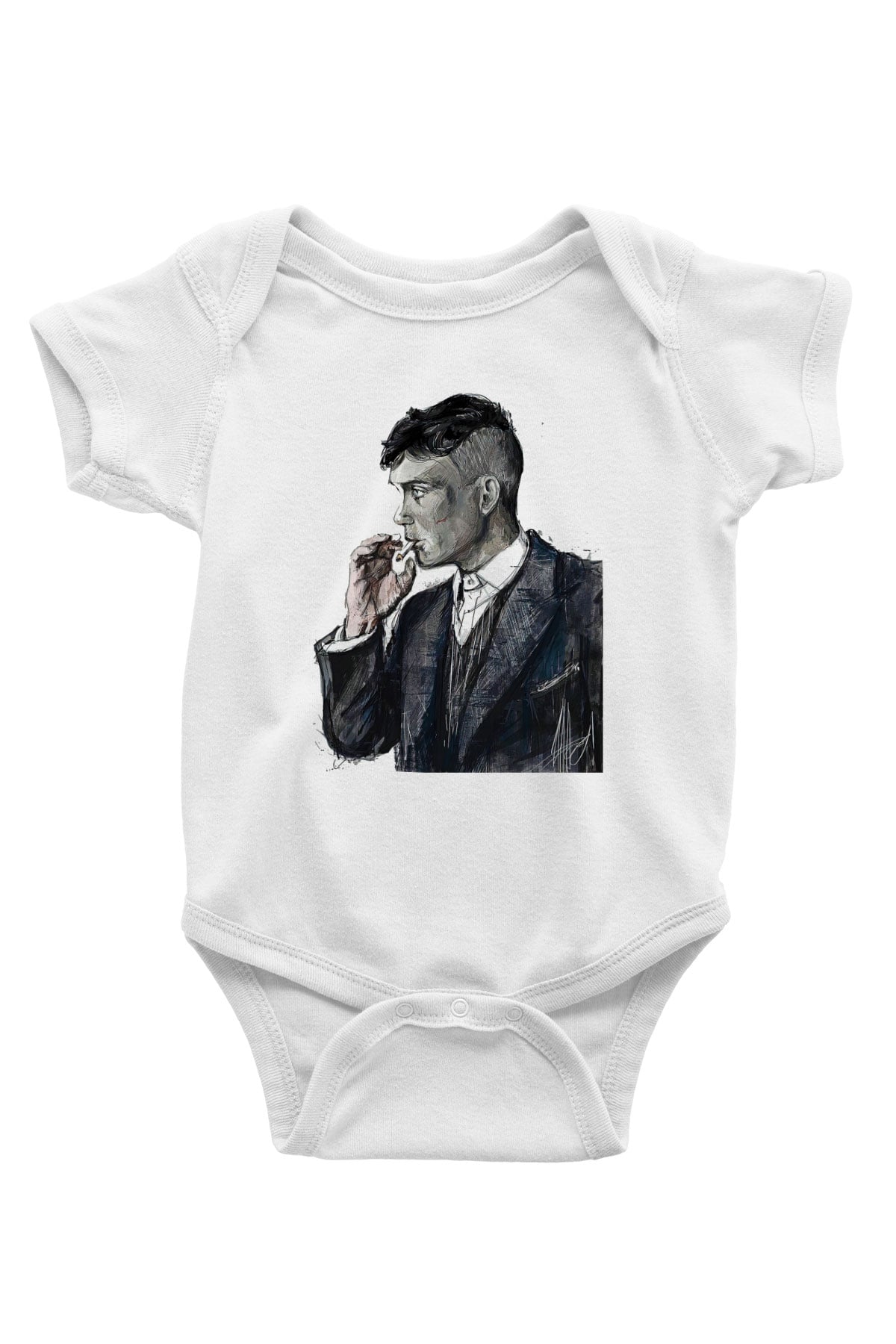 Peaky Blinders Baskılı Beyaz Unisex Bebek Body - Zıbın