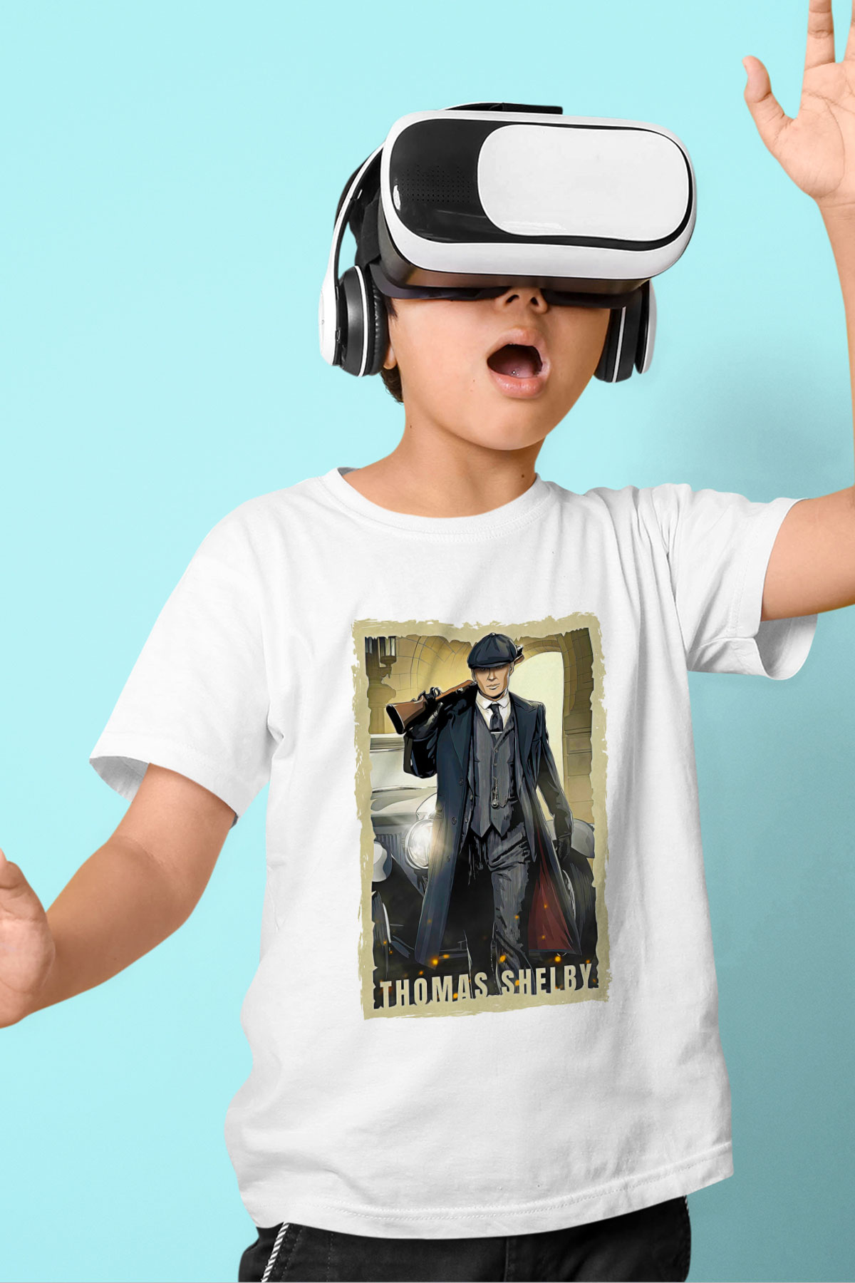 Peaky Blinders Baskılı Beyaz Unisex Beyaz Çocuk Tişört - Tshirt