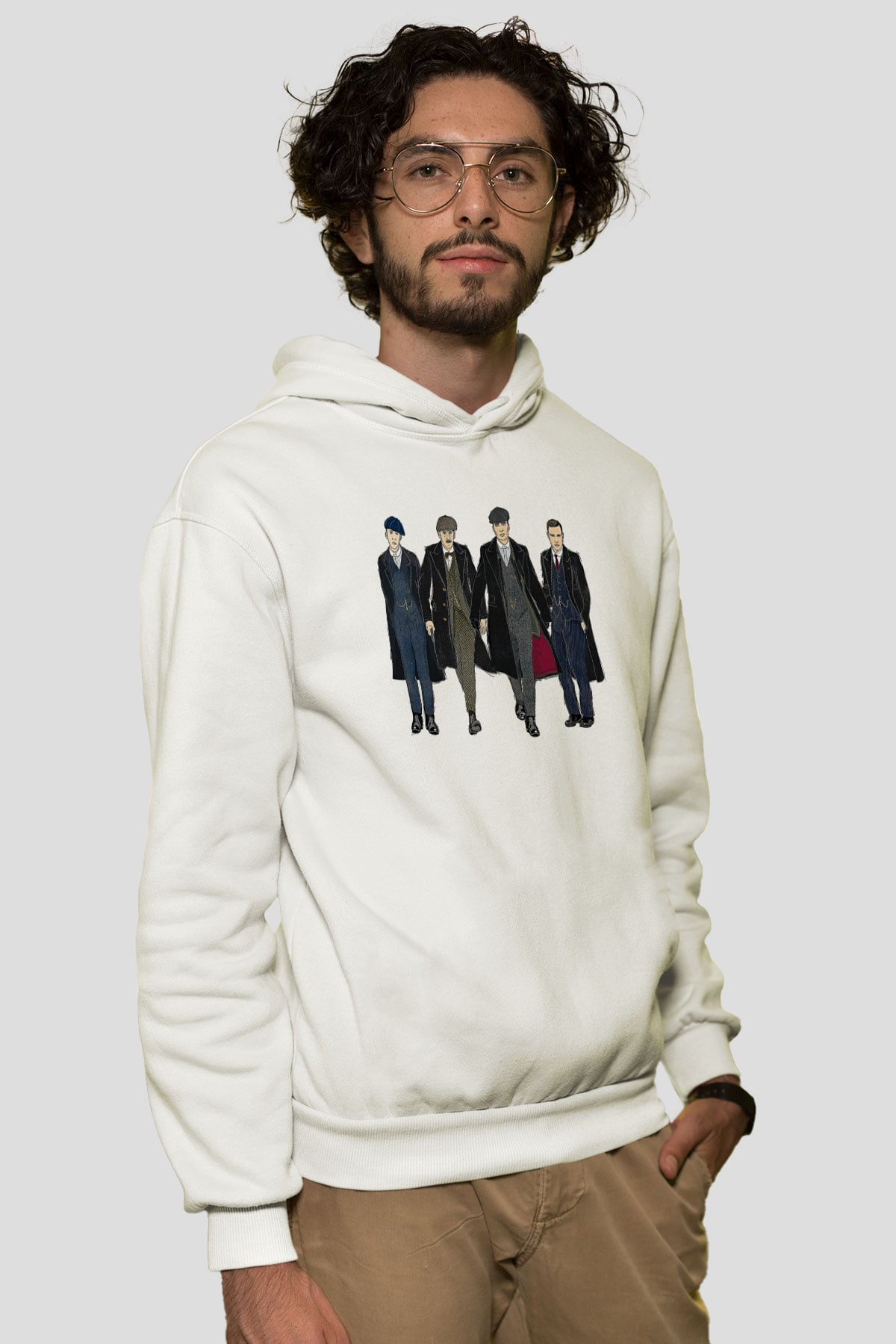 Peaky Blinders Baskılı Beyaz Unisex Hoodie