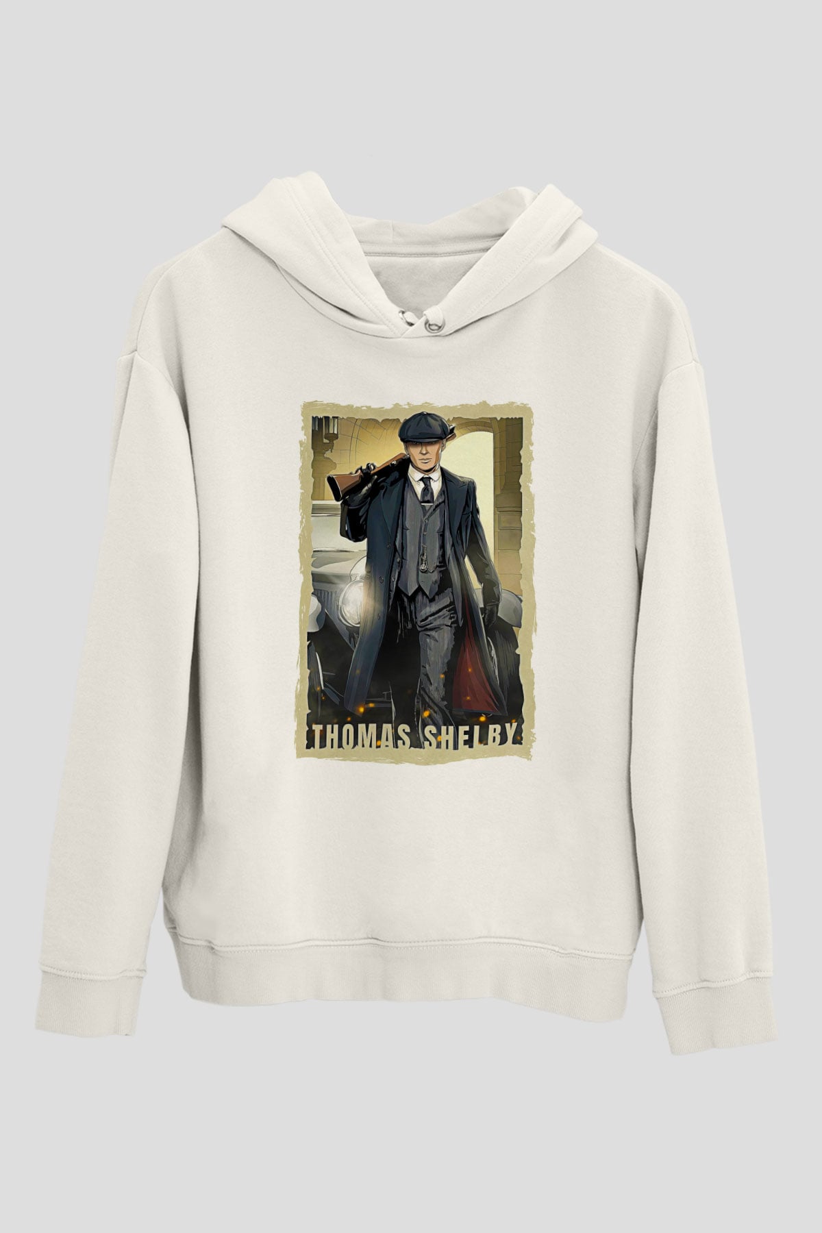 Peaky Blinders Baskılı Beyaz Unisex Hoodie