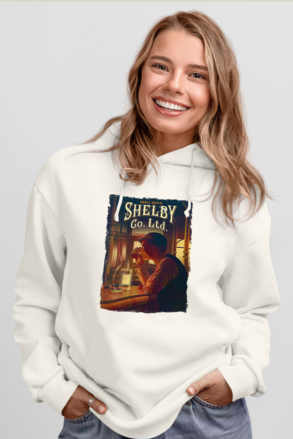 Peaky Blinders Baskılı Beyaz Unisex Hoodie