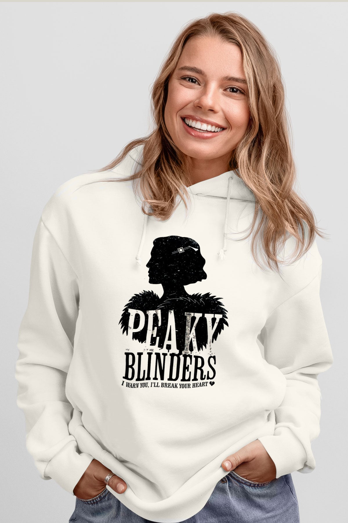 Peaky Blinders Baskılı Beyaz Unisex Hoodie