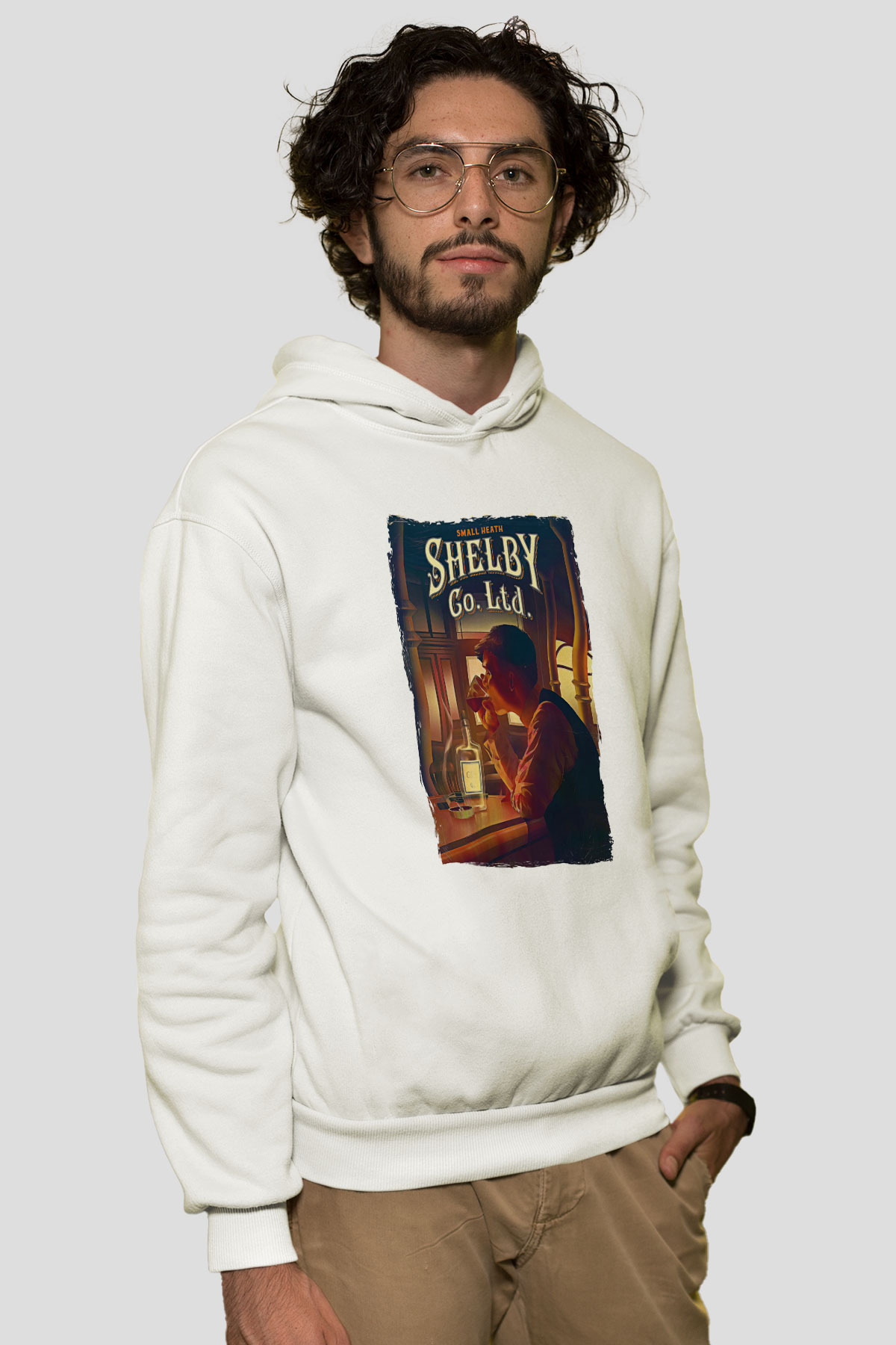 Peaky Blinders Baskılı Beyaz Unisex Hoodie