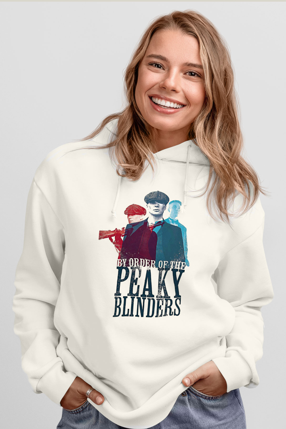 Peaky Blinders Baskılı Beyaz Unisex Hoodie