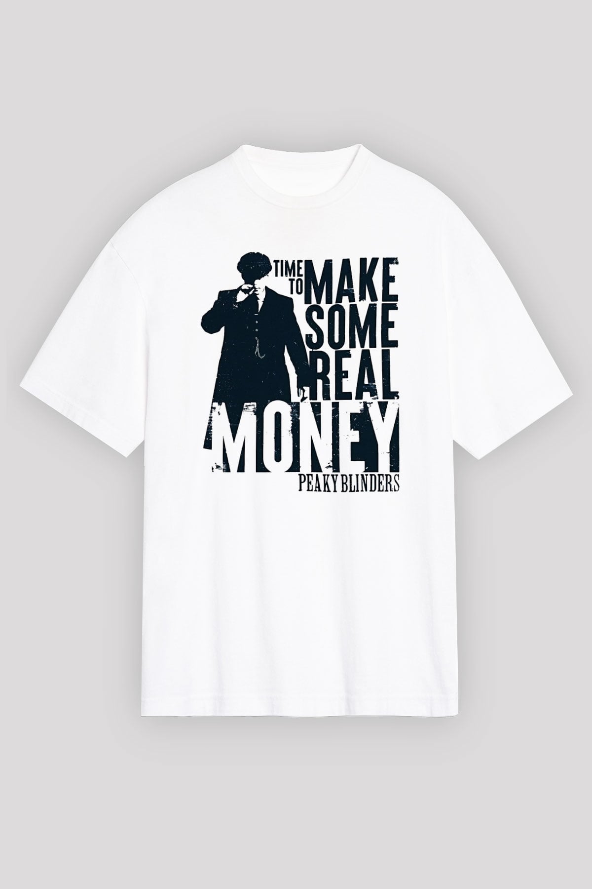 Peaky Blinders Baskılı Beyaz Unisex Oversize Tişört - Tshirt