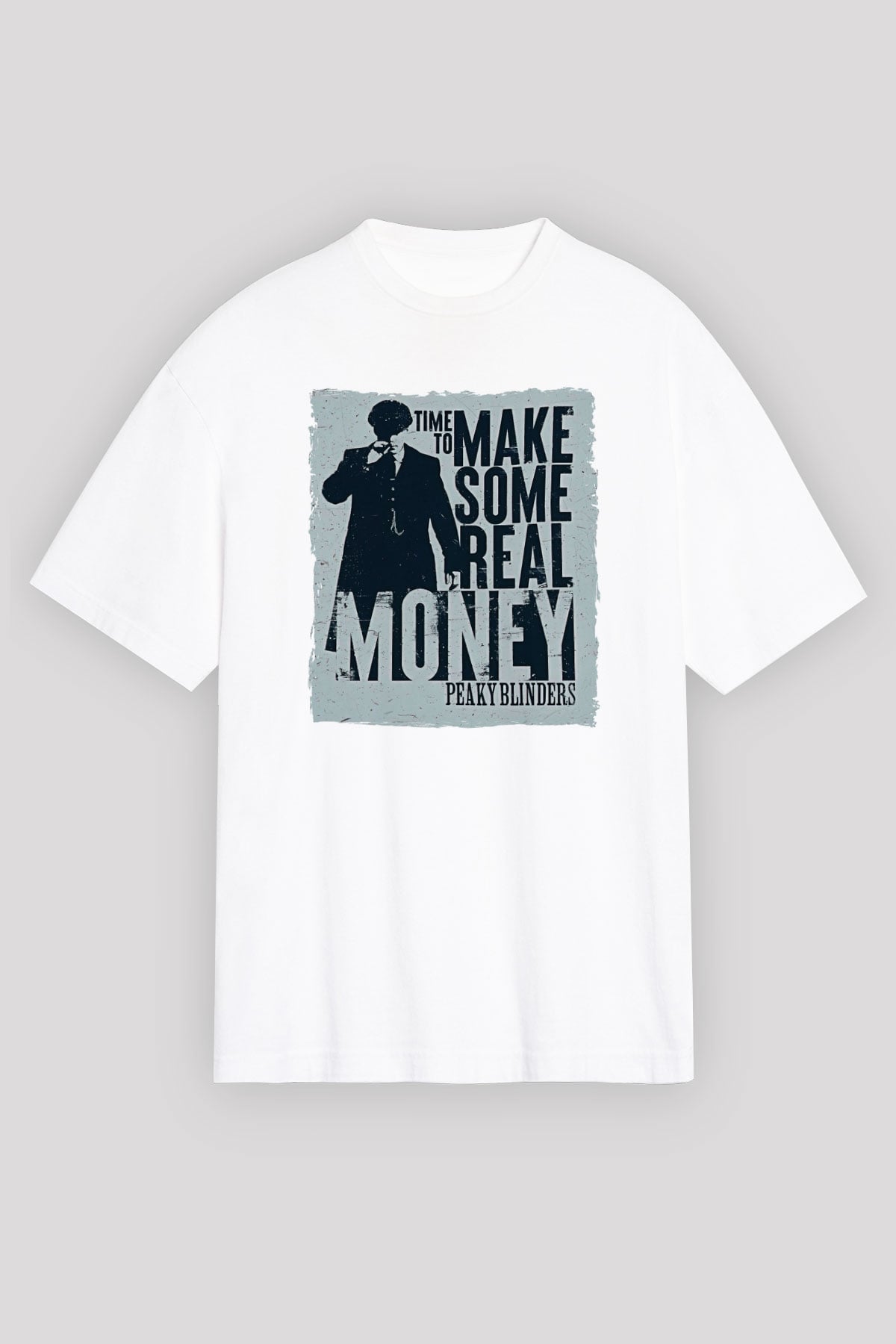 Peaky Blinders Baskılı Beyaz Unisex Oversize Tişört - Tshirt