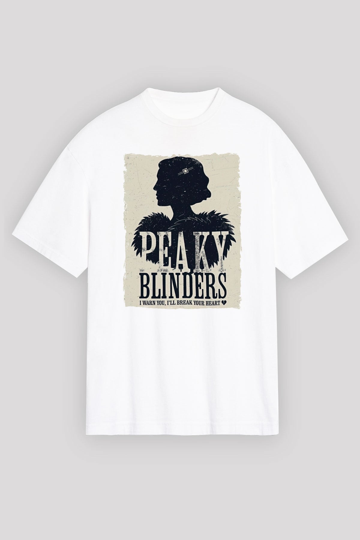 Peaky Blinders Baskılı Beyaz Unisex Oversize Tişört - Tshirt