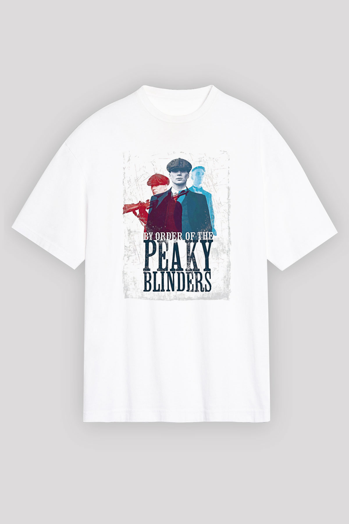 Peaky Blinders Baskılı Beyaz Unisex Oversize Tişört - Tshirt