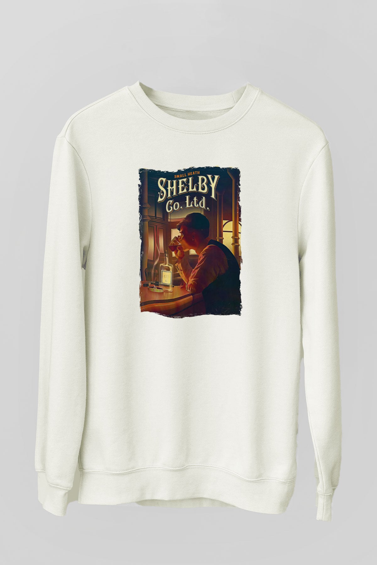 Peaky Blinders Baskılı Beyaz Unisex Sweatshirt