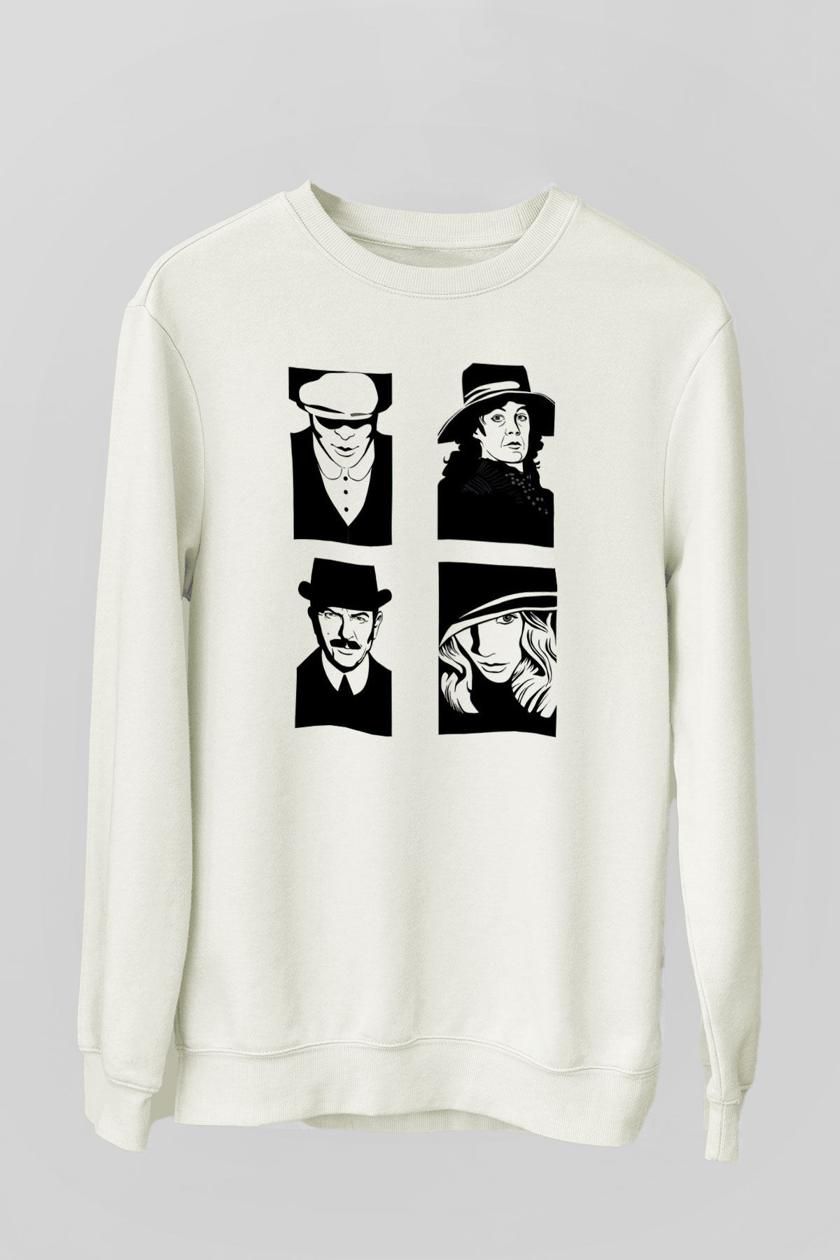 Peaky Blinders Baskılı Beyaz Unisex Sweatshirt