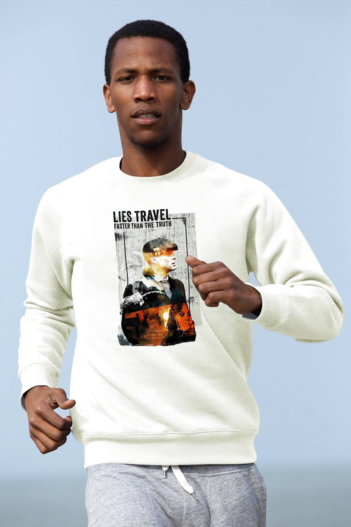 Peaky Blinders Baskılı Beyaz Unisex Sweatshirt