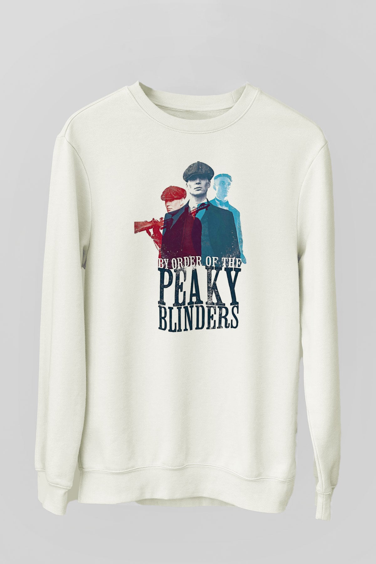 Peaky Blinders Baskılı Beyaz Unisex Sweatshirt
