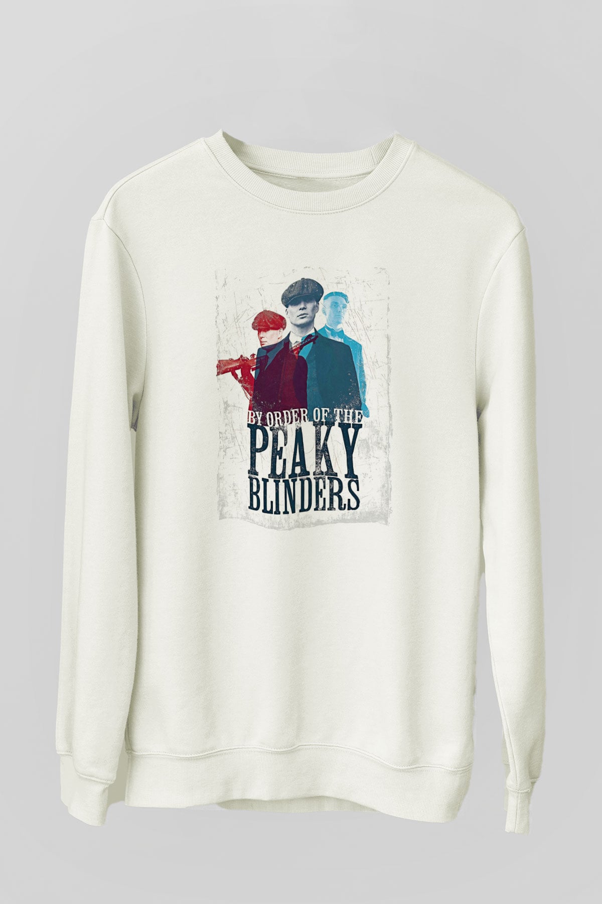 Peaky Blinders Baskılı Beyaz Unisex Sweatshirt