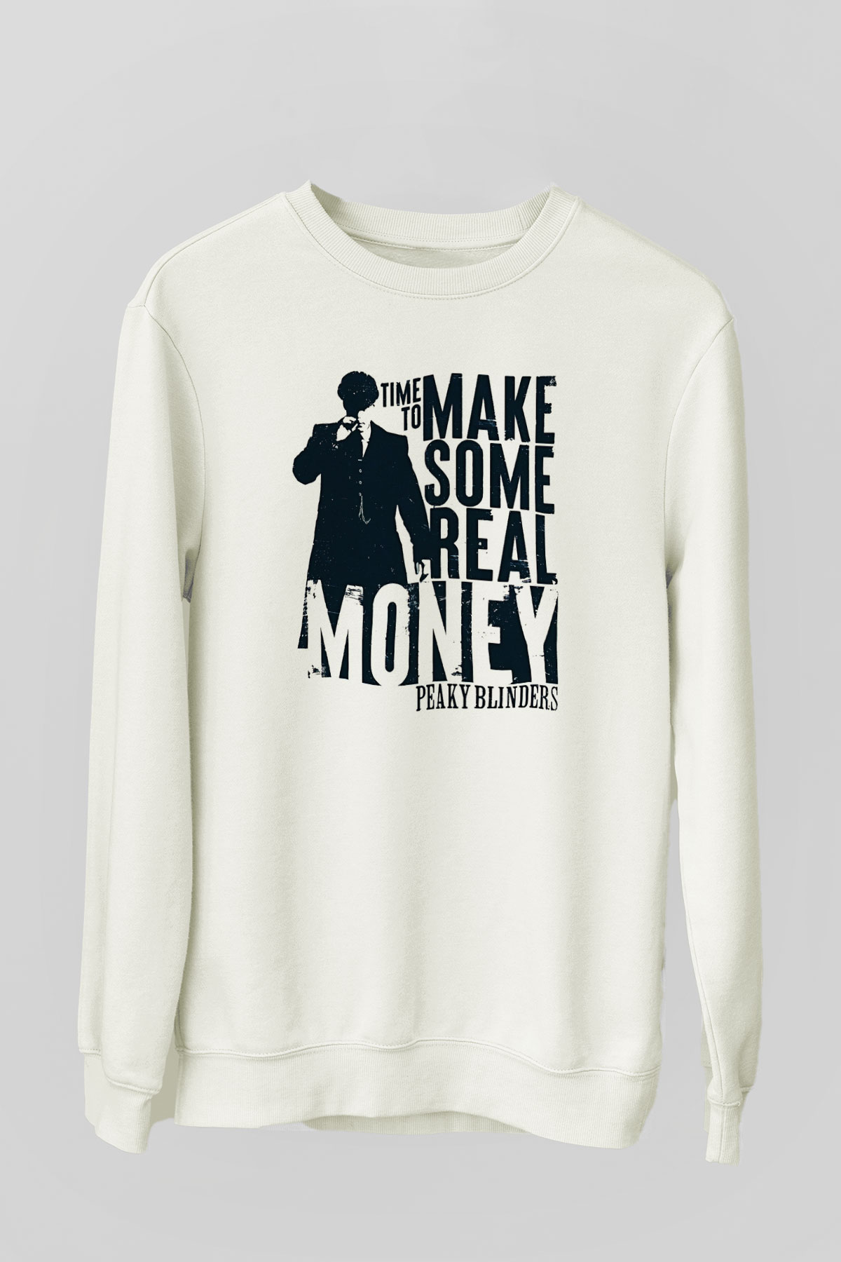 Peaky Blinders Baskılı Beyaz Unisex Sweatshirt
