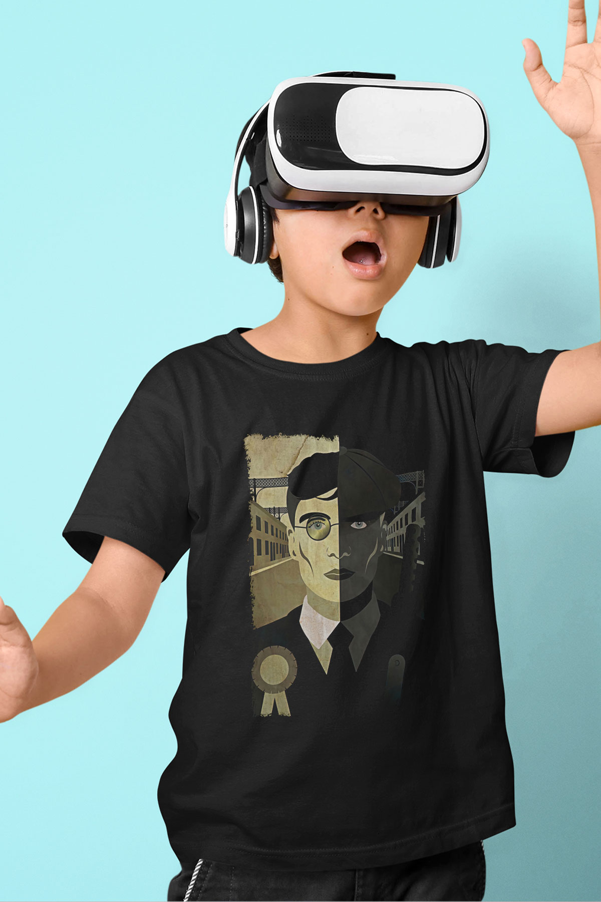 Peaky Blinders Baskılı Unisex Siyah Çocuk Tişört - Tshirt