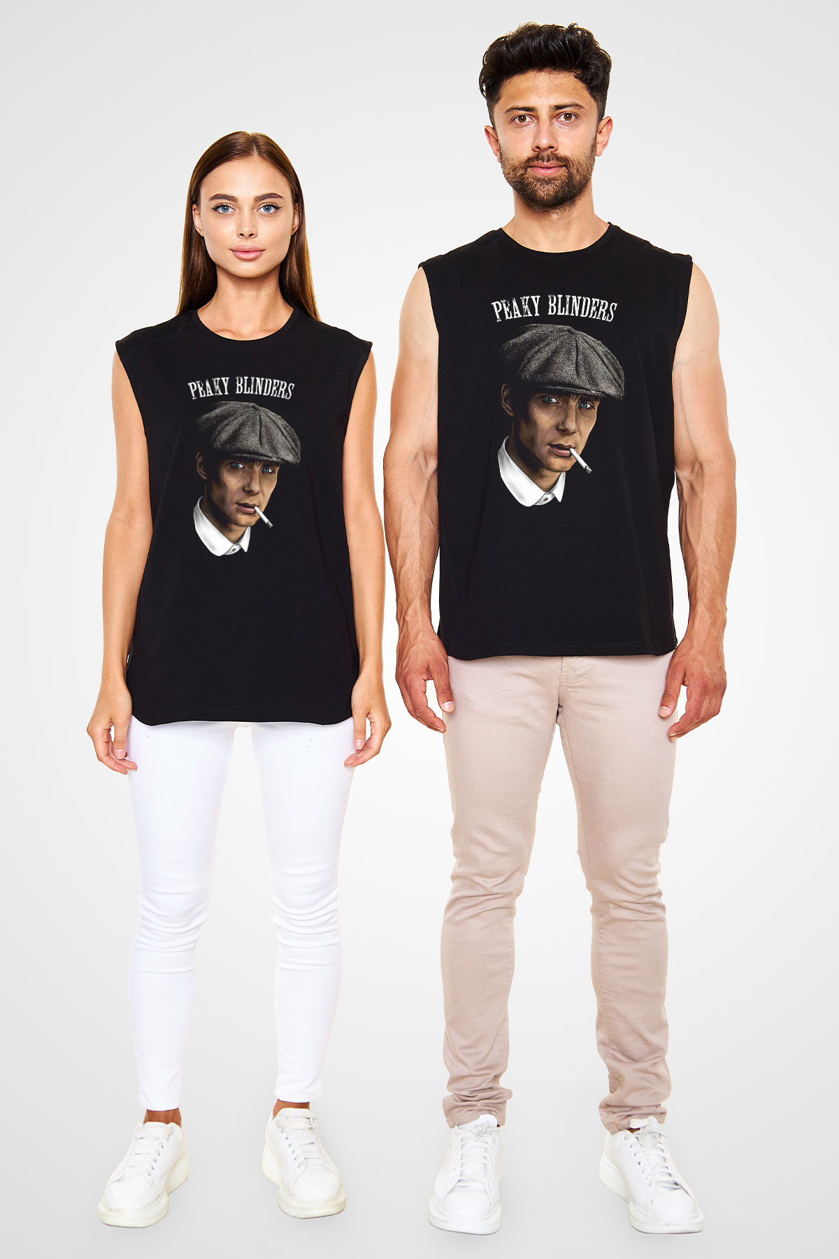 Peaky Blinders Baskılı Unisex Siyah Kolsuz Tişört - Tshirt