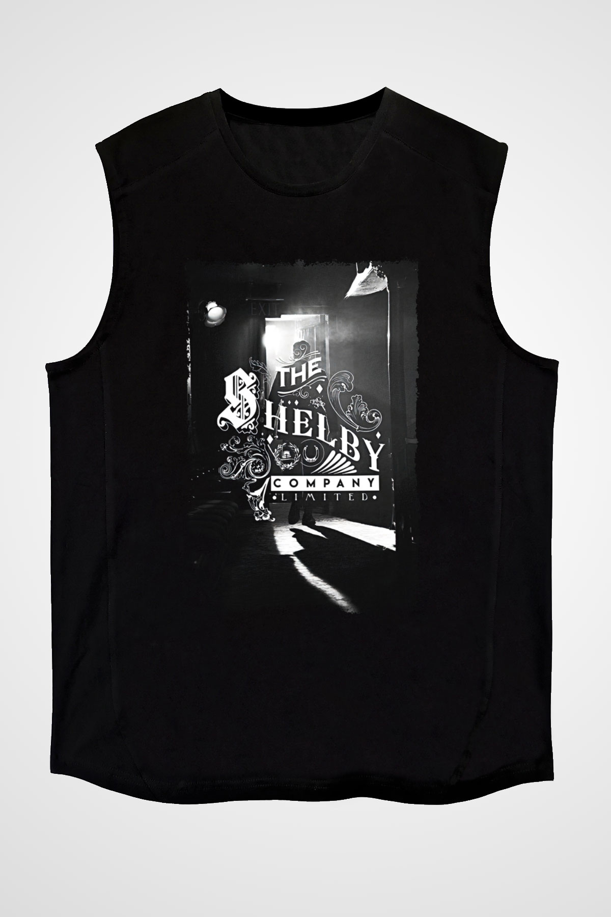 Peaky Blinders Baskılı Unisex Siyah Kolsuz Tişört - Tshirt