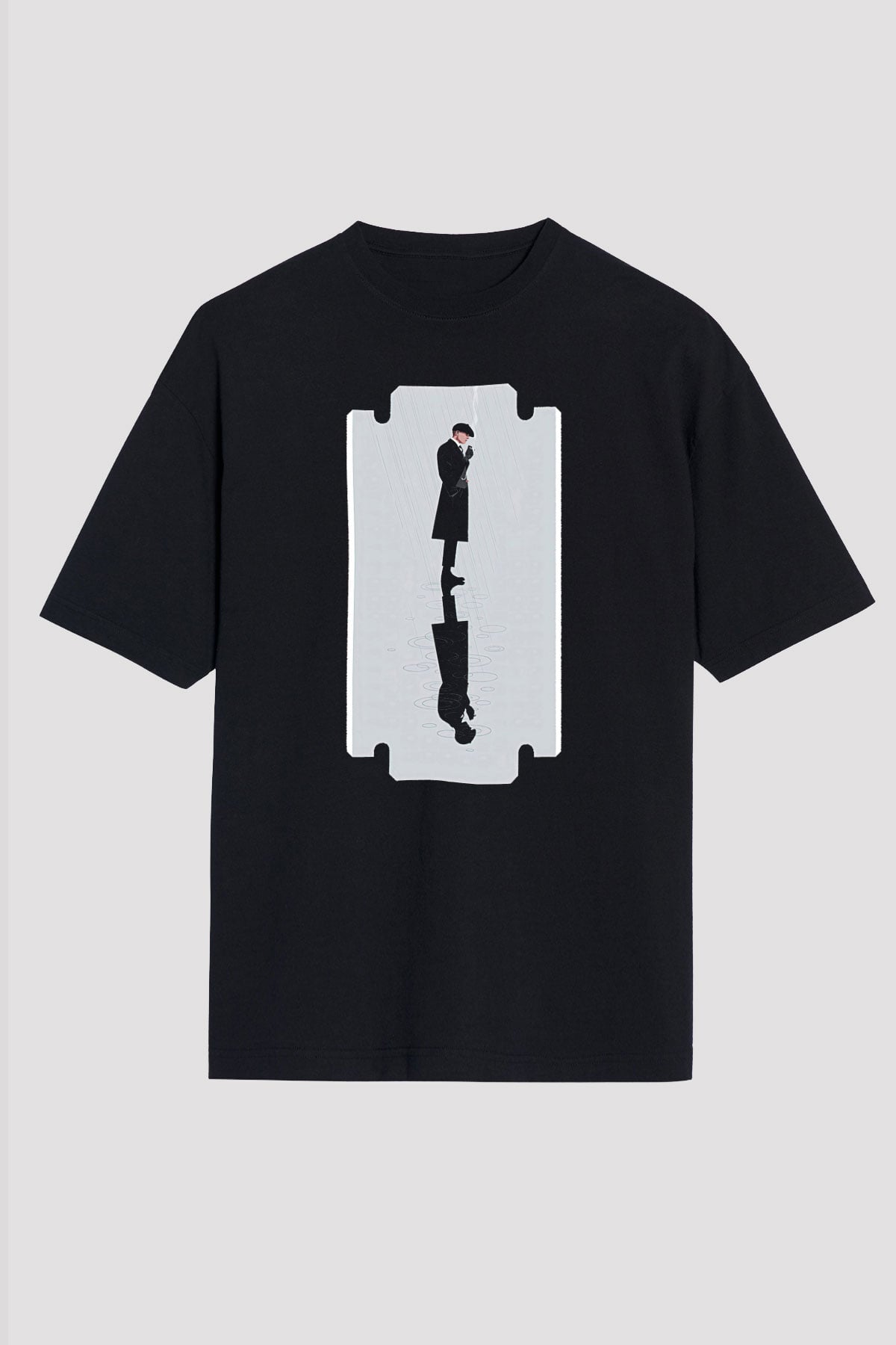 Peaky Blinders Baskılı Unisex Siyah Oversize Tişört - Tshirt