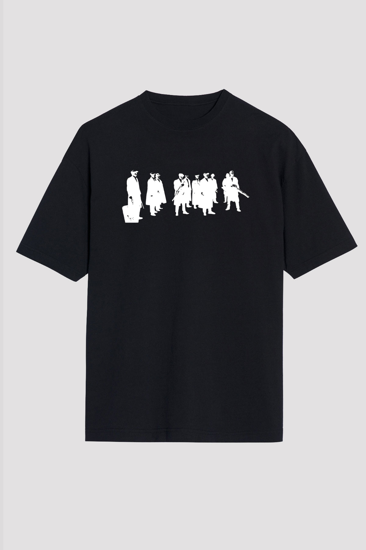 Peaky Blinders Baskılı Unisex Siyah Oversize Tişört - Tshirt