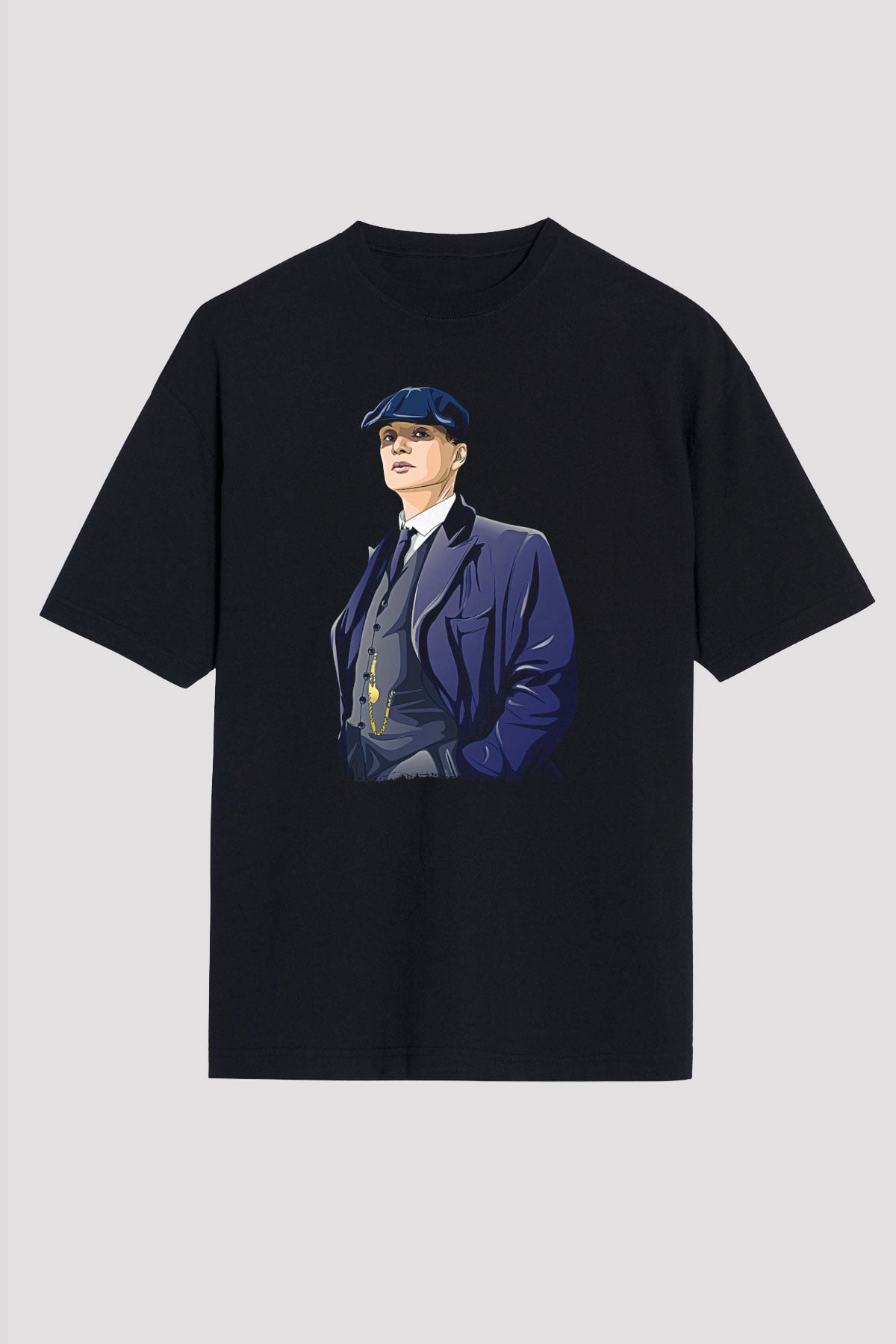 Peaky Blinders Baskılı Unisex Siyah Oversize Tişört - Tshirt