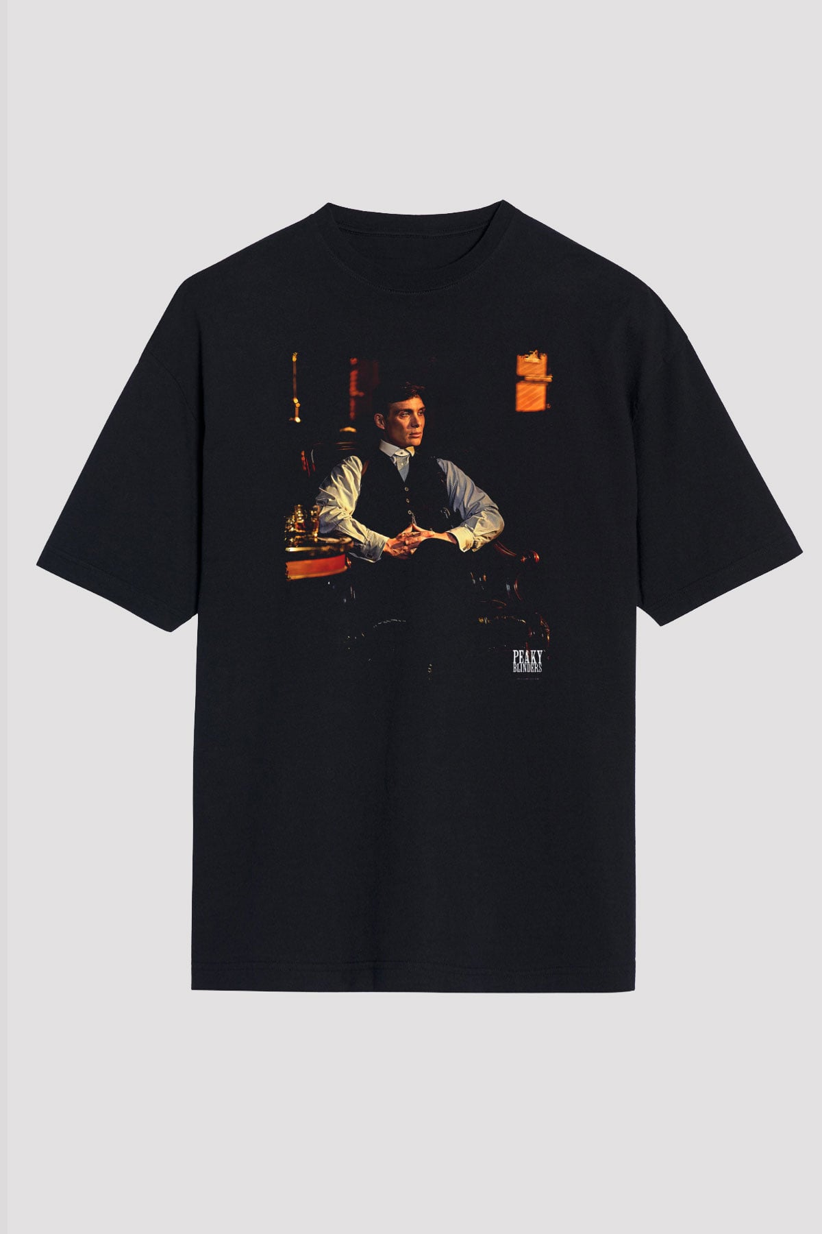 Peaky Blinders Baskılı Unisex Siyah Oversize Tişört - Tshirt