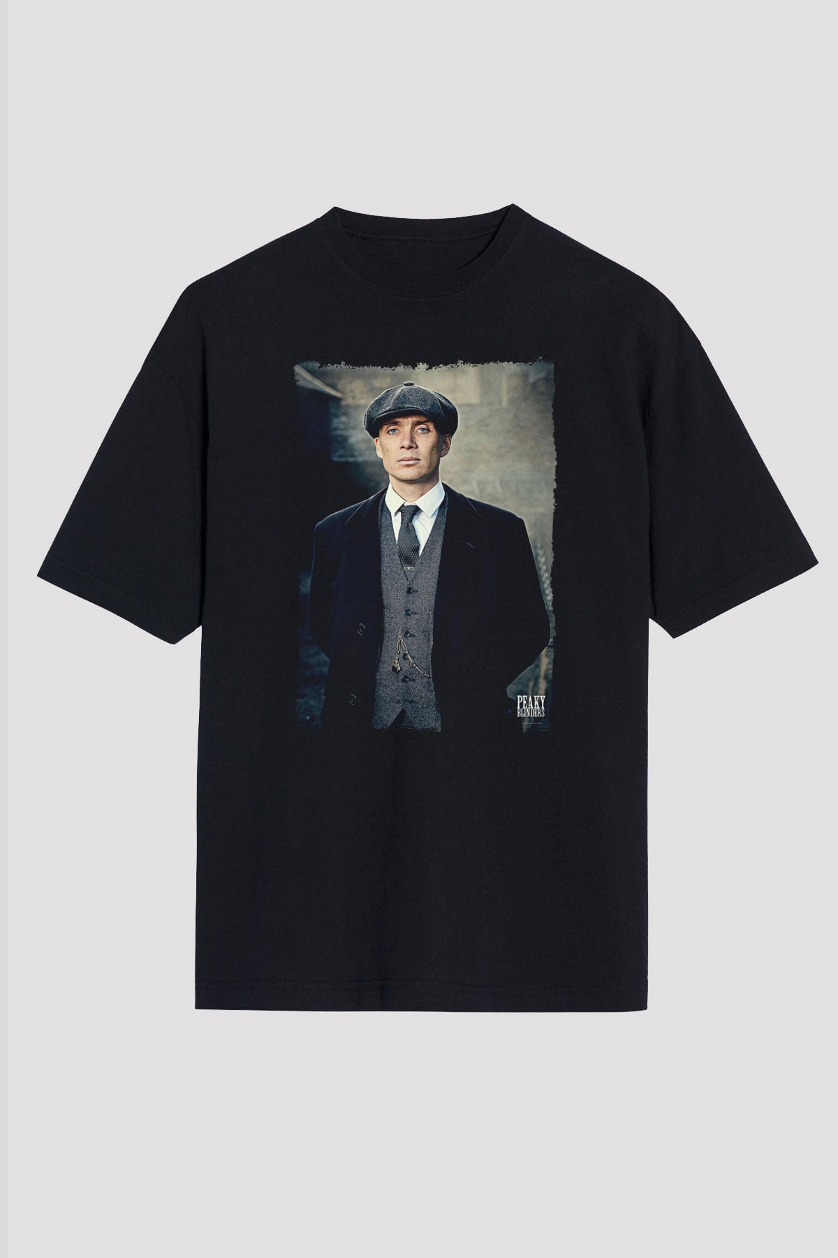 Peaky Blinders Baskılı Unisex Siyah Oversize Tişört - Tshirt