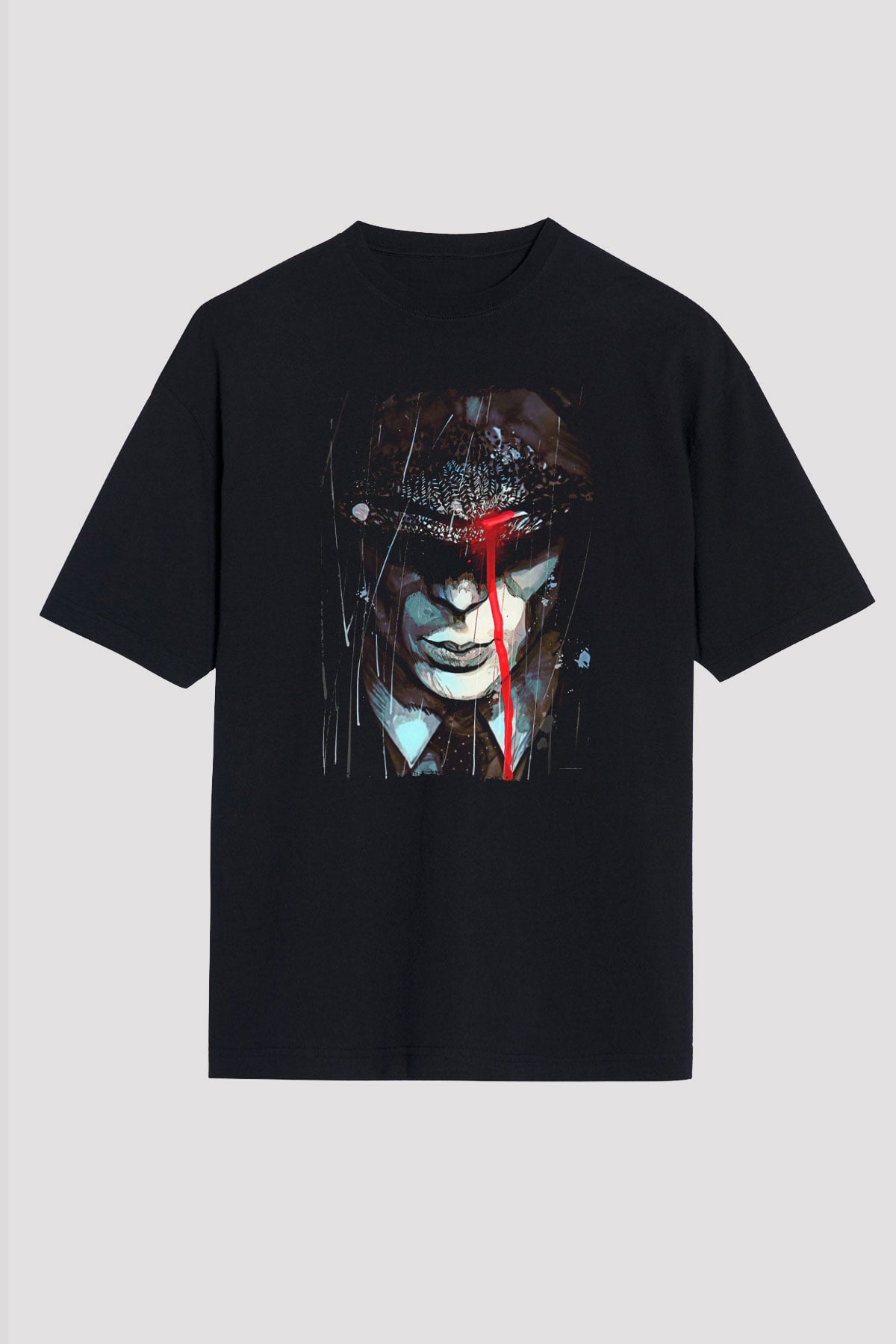 Peaky Blinders Baskılı Unisex Siyah Oversize Tişört - Tshirt
