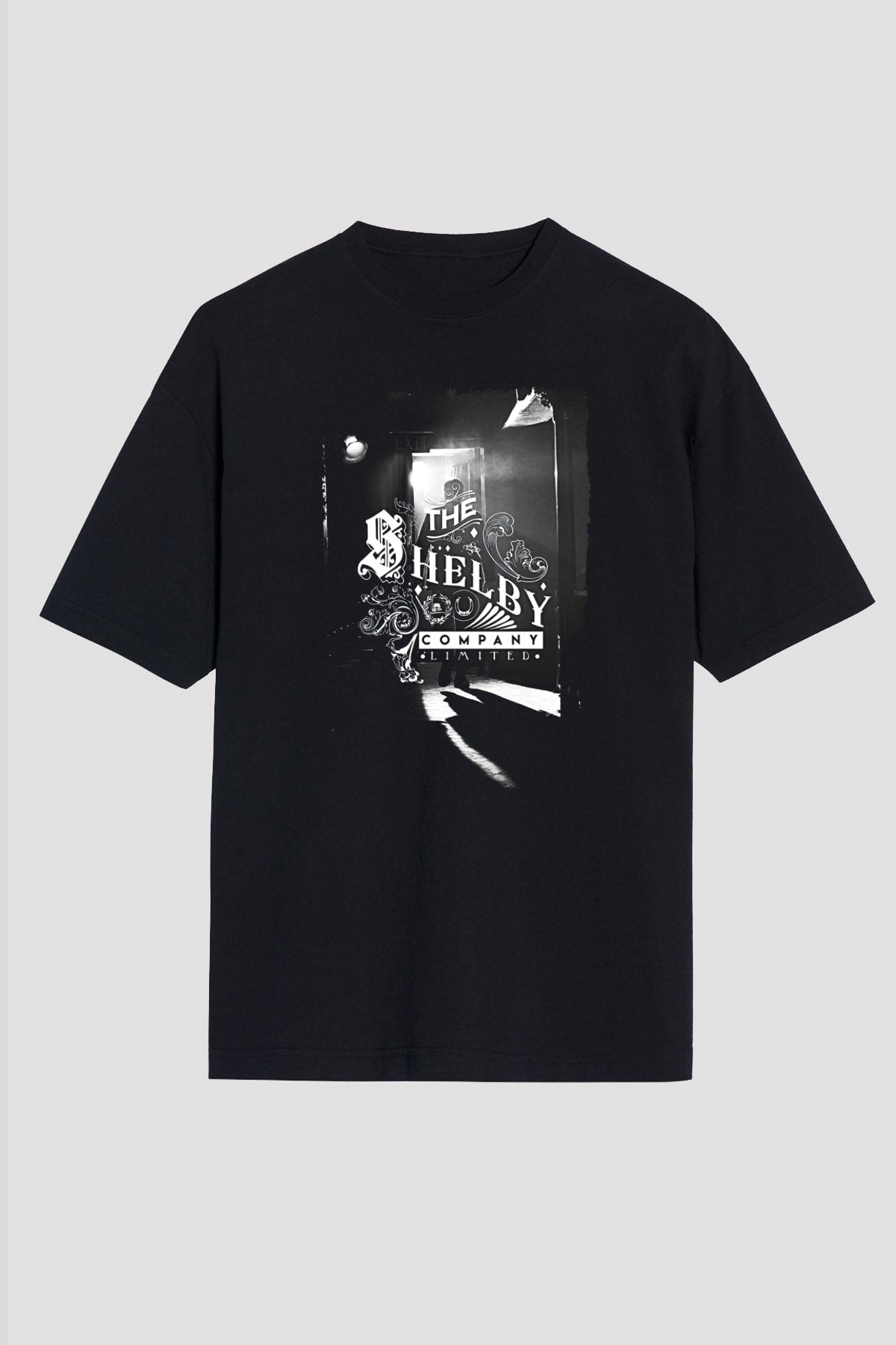 Peaky Blinders Baskılı Unisex Siyah Oversize Tişört - Tshirt