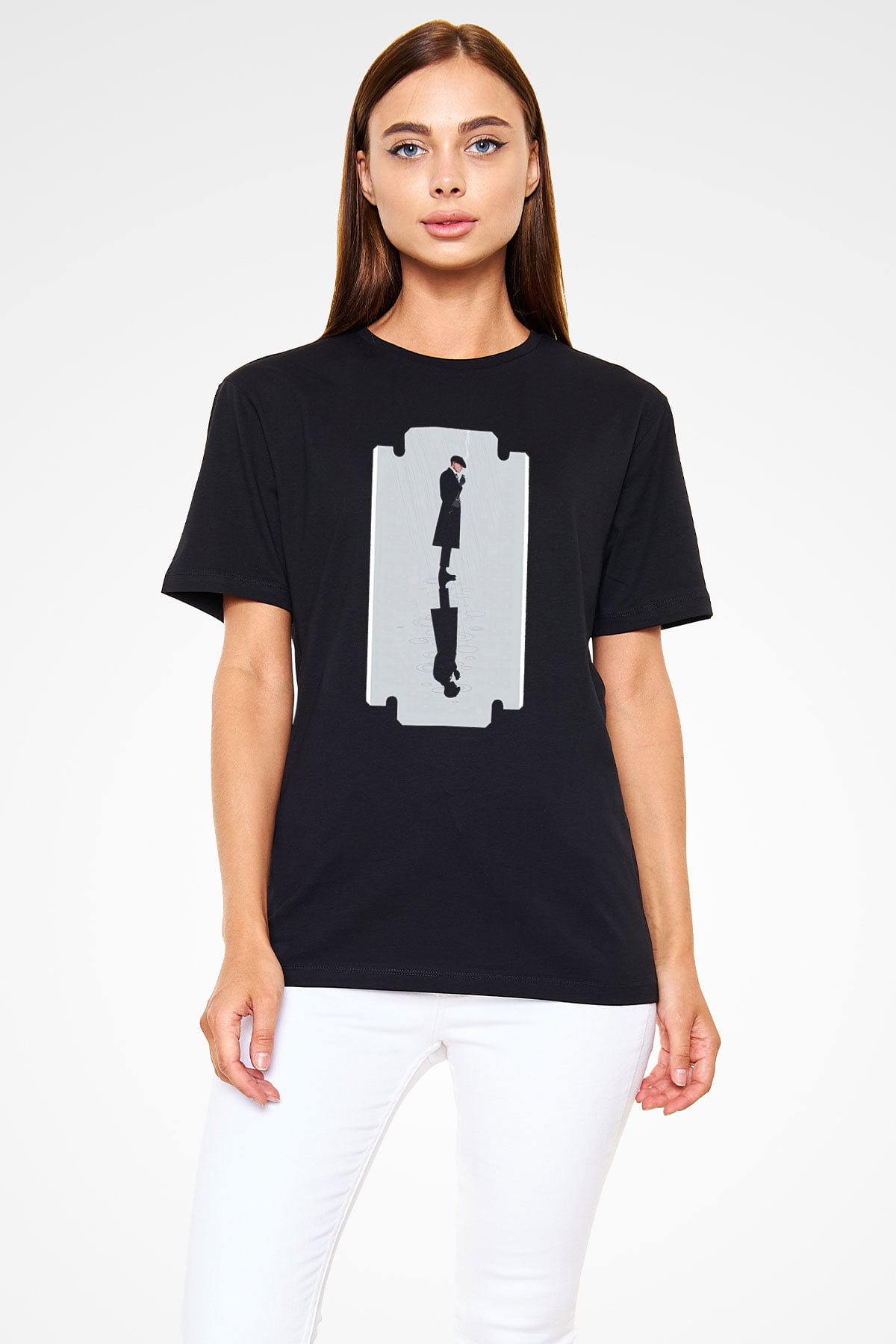Peaky Blinders Baskılı Unisex Siyah Tişört - Tshirt