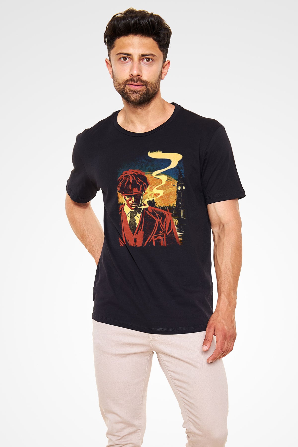 Peaky Blinders Baskılı Unisex Siyah Tişört - Tshirt
