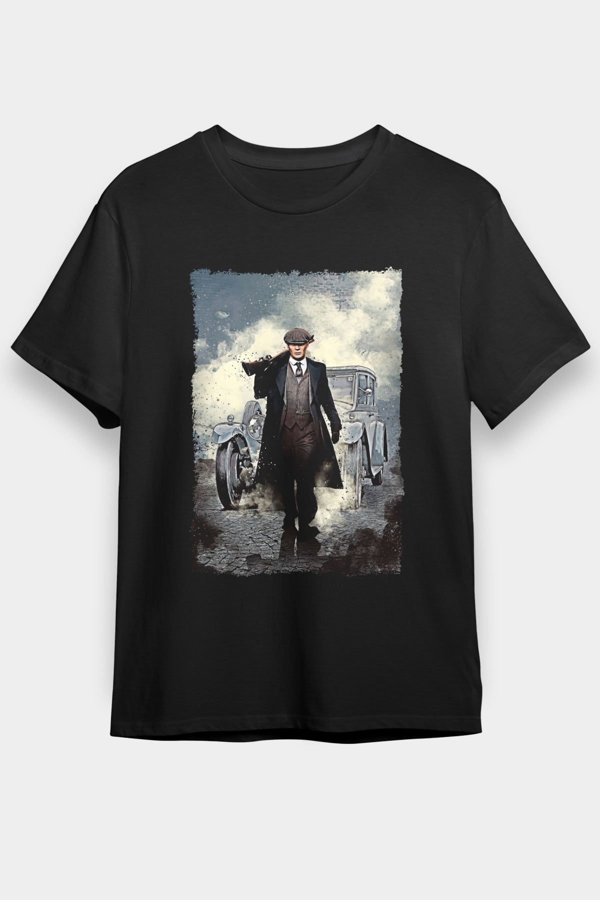Peaky Blinders Baskılı Unisex Siyah Tişört - Tshirt