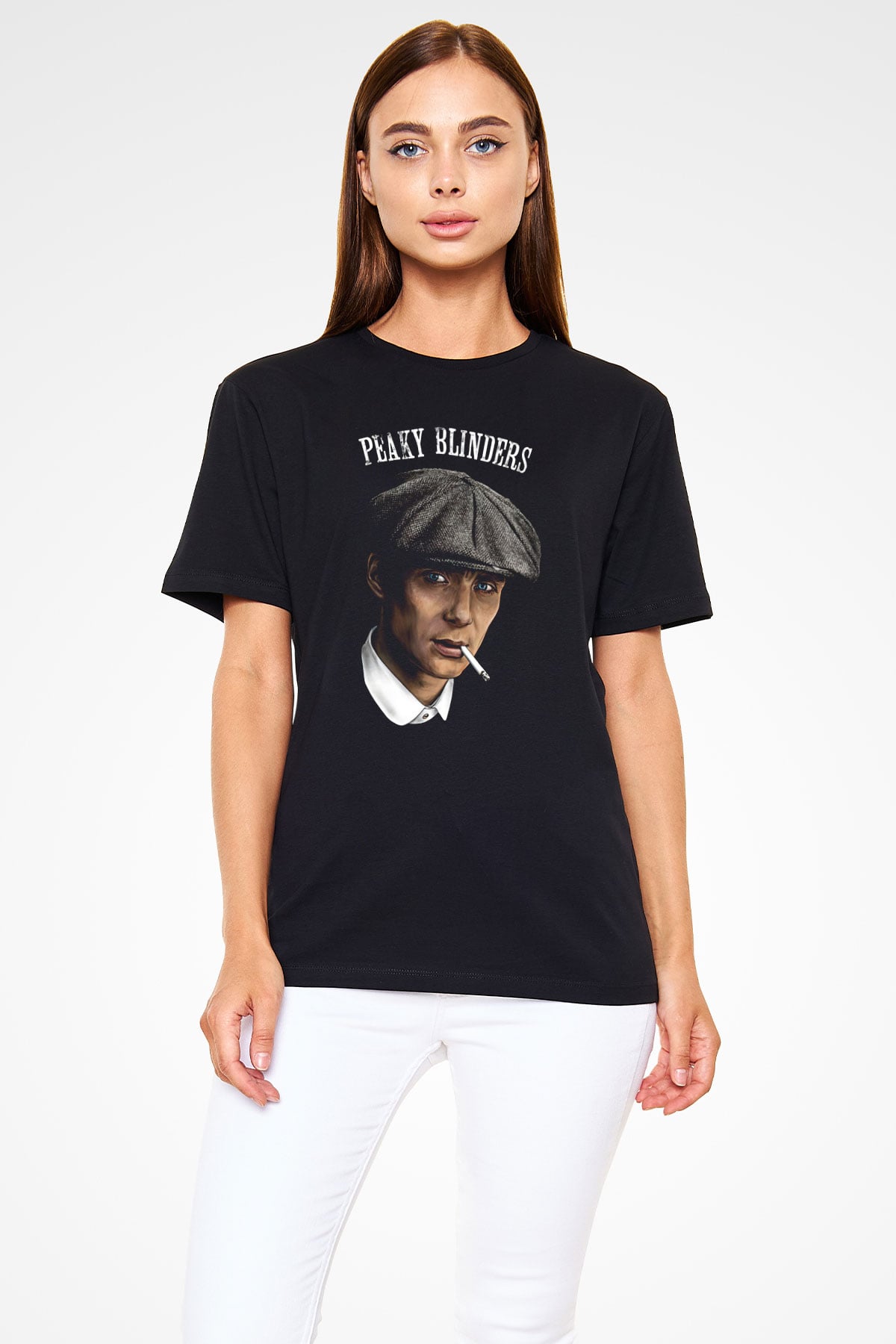 Peaky Blinders Baskılı Unisex Siyah Tişört - Tshirt