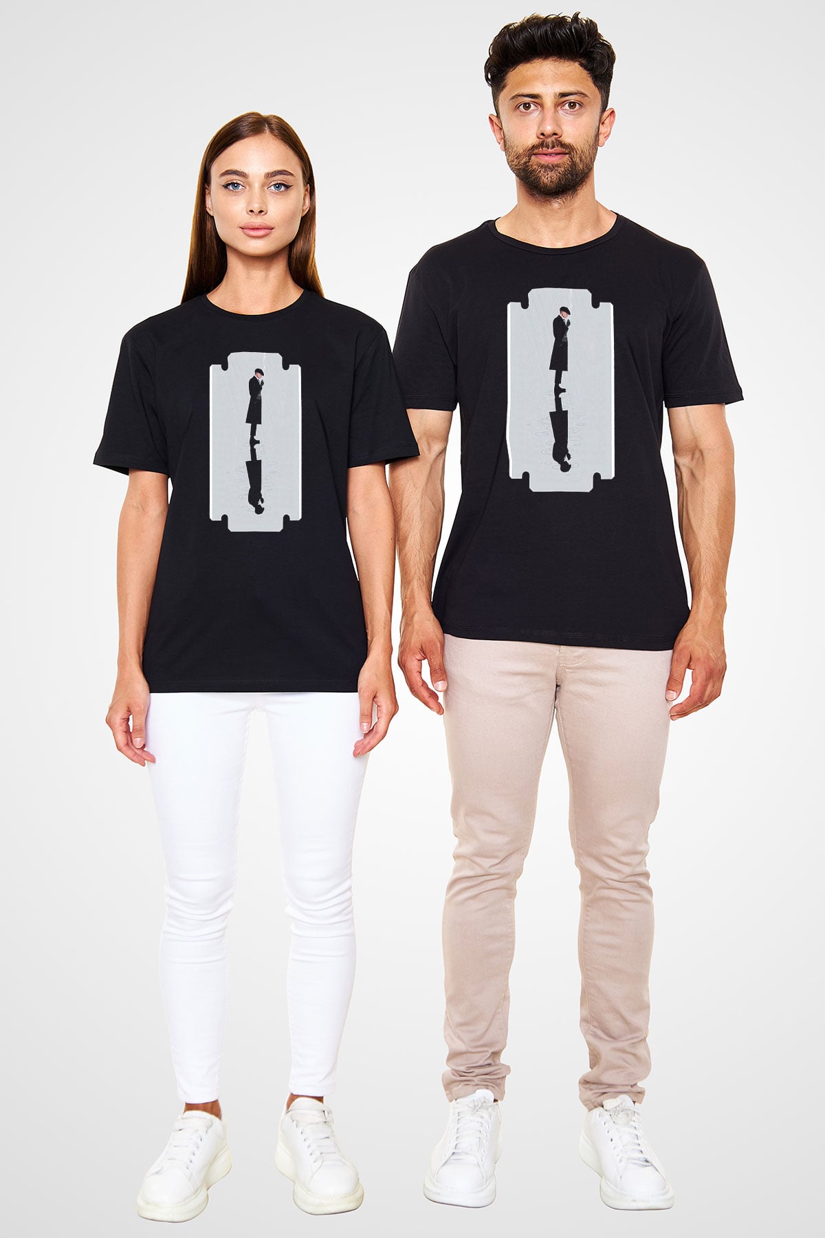 Peaky Blinders Baskılı Unisex Siyah Tişört - Tshirt