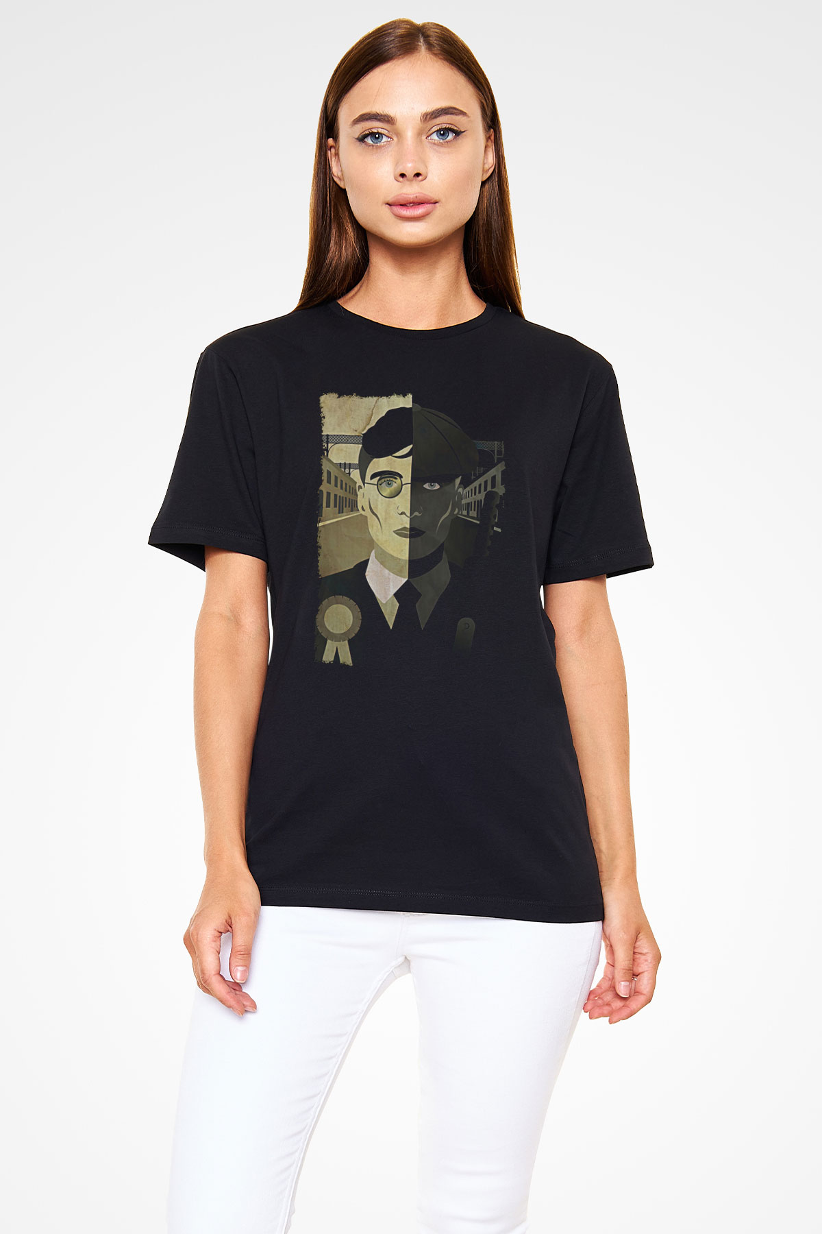 Peaky Blinders Baskılı Unisex Siyah Tişört - Tshirt