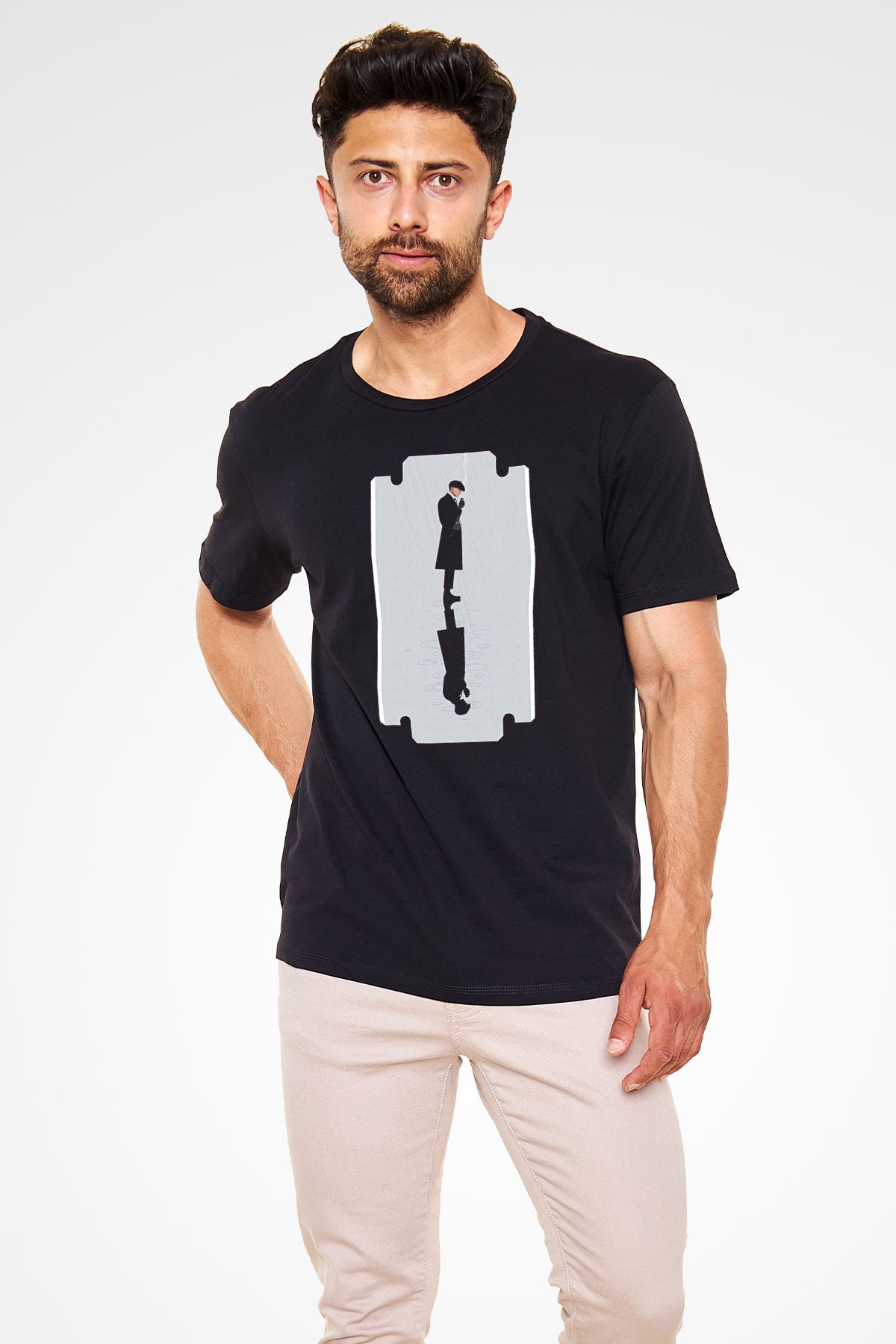 Peaky Blinders Baskılı Unisex Siyah Tişört - Tshirt