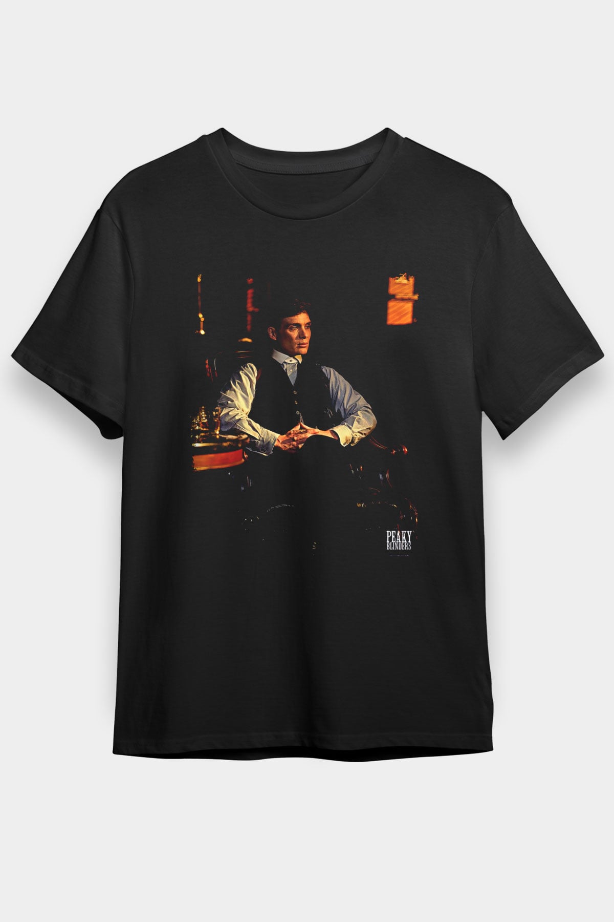 Peaky Blinders Baskılı Unisex Siyah Tişört - Tshirt