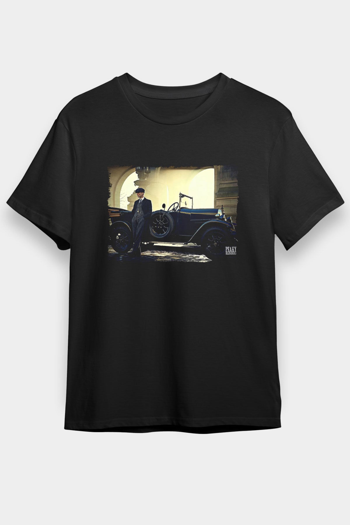 Peaky Blinders Baskılı Unisex Siyah Tişört - Tshirt
