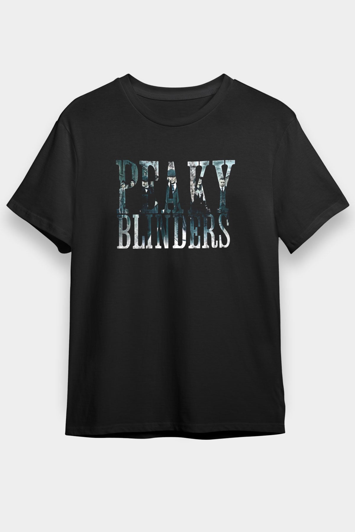 Peaky Blinders Baskılı Unisex Siyah Tişört - Tshirt