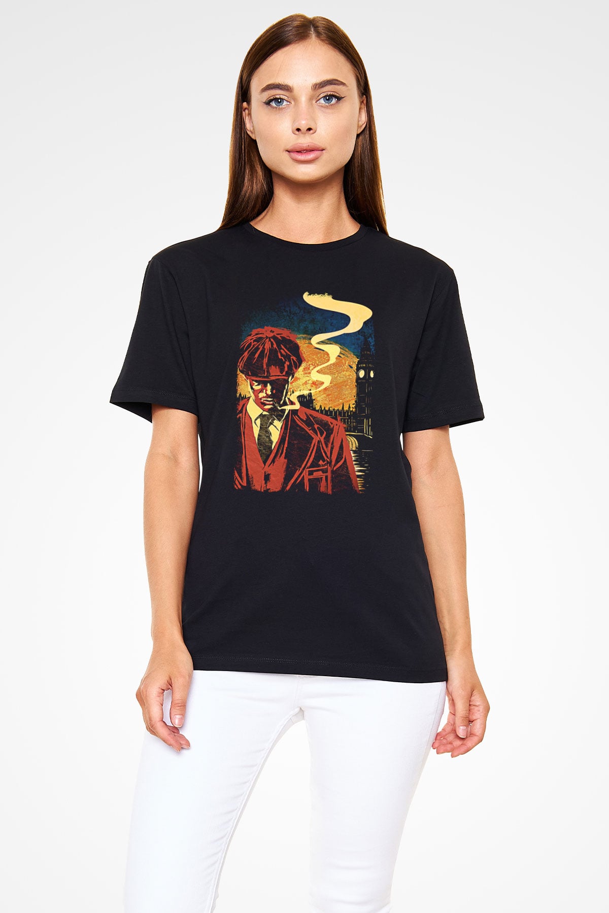 Peaky Blinders Baskılı Unisex Siyah Tişört - Tshirt