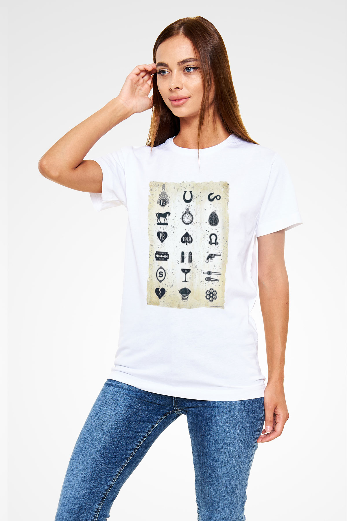 Peaky Blinders Unisex Baskılı Beyaz Tişört - Tshirt