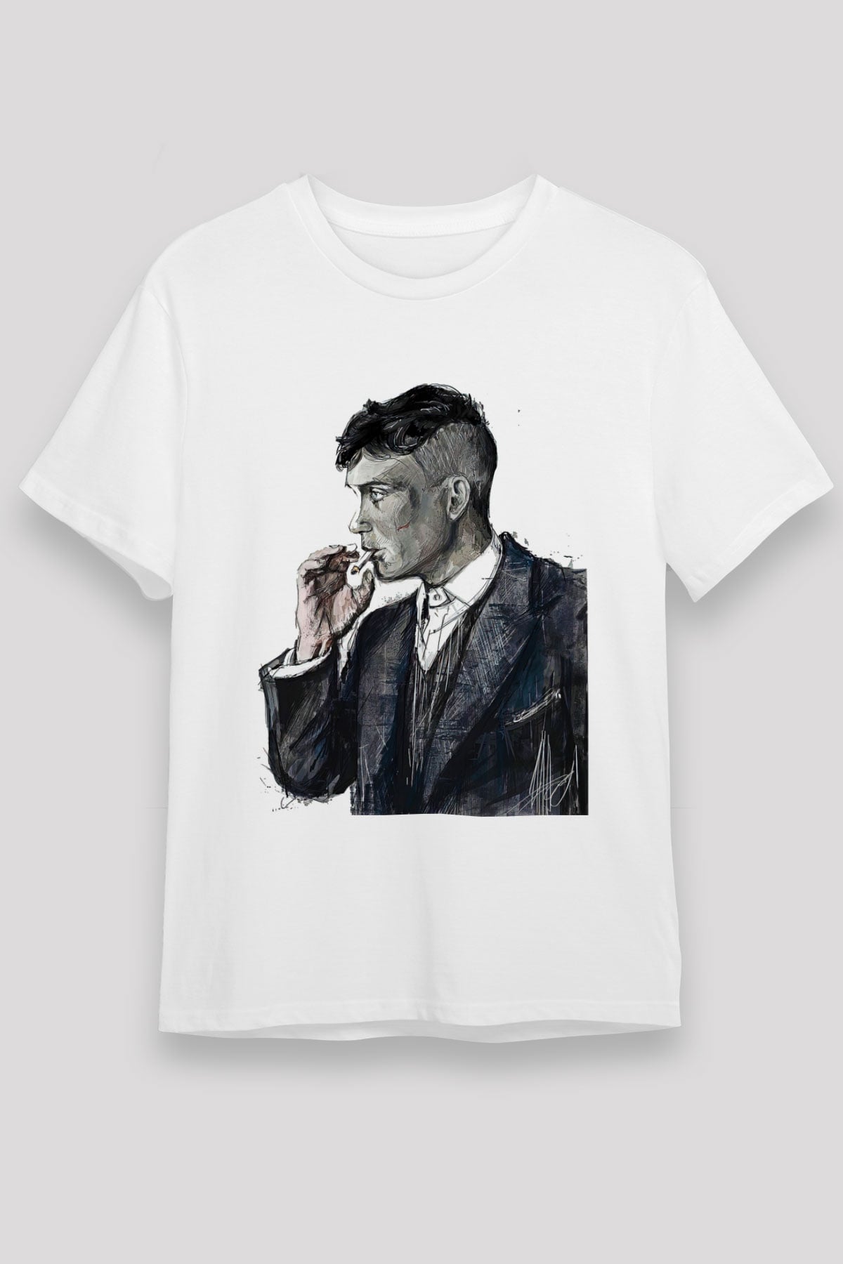 Peaky Blinders Unisex Baskılı Beyaz Tişört - Tshirt