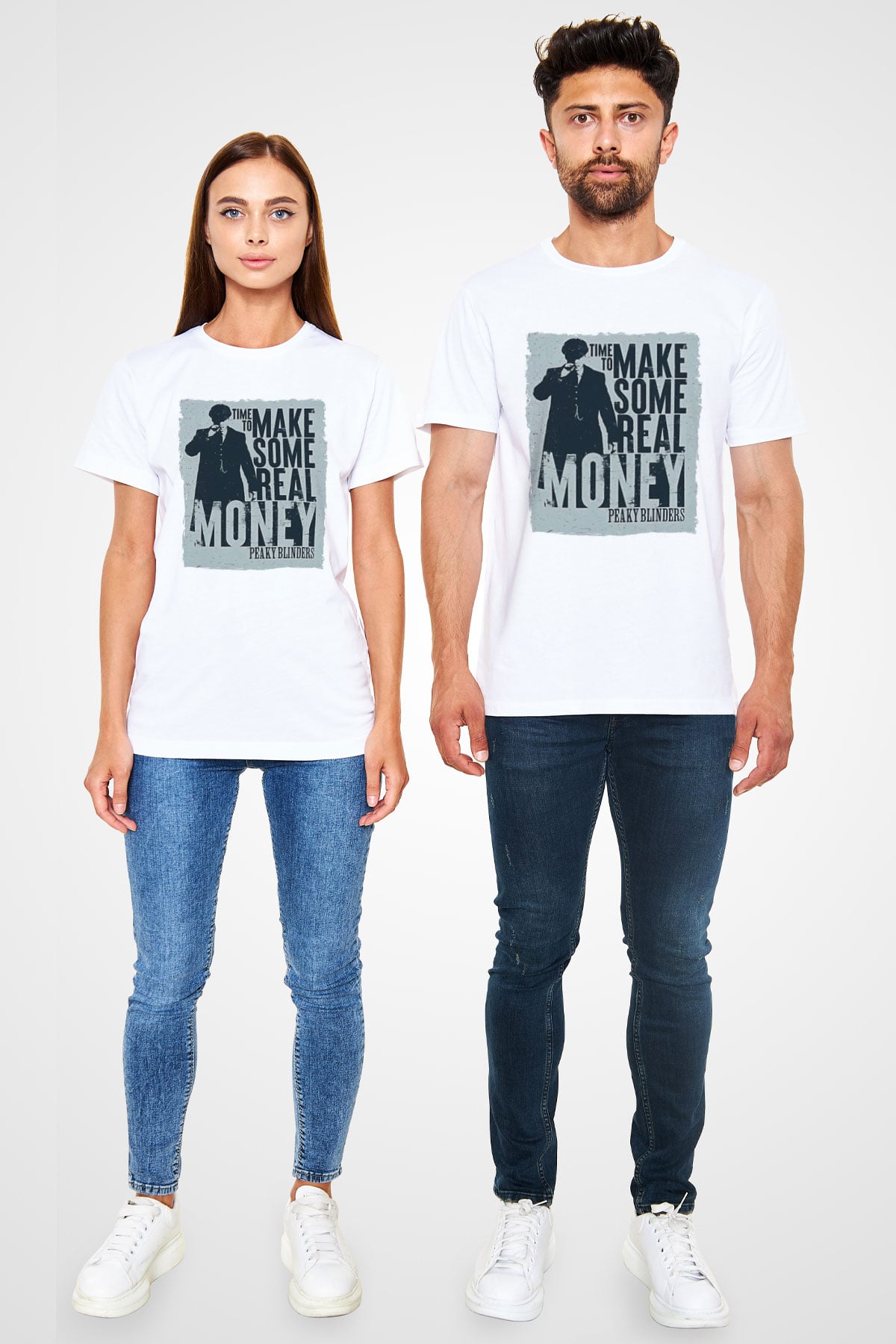 Peaky Blinders Unisex Baskılı Beyaz Tişört - Tshirt
