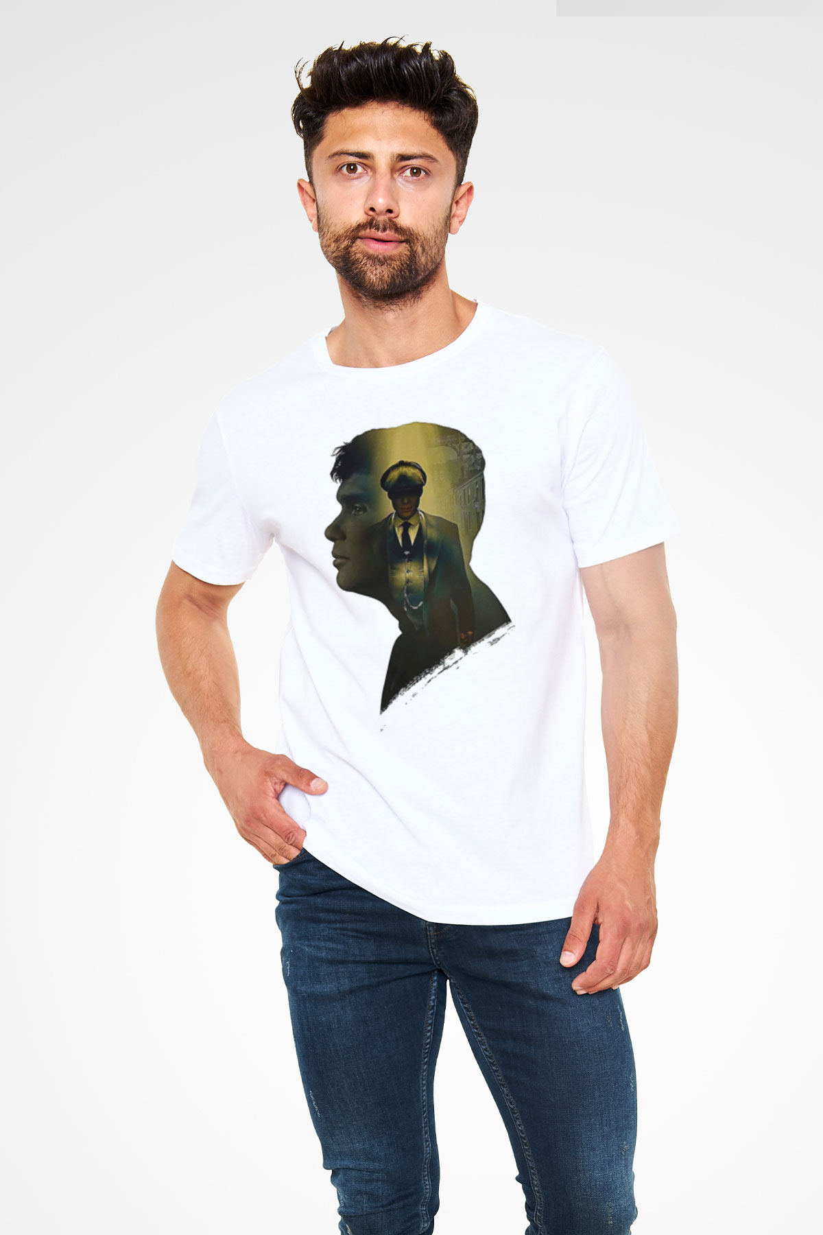 Peaky Blinders Unisex Baskılı Beyaz Tişört - Tshirt
