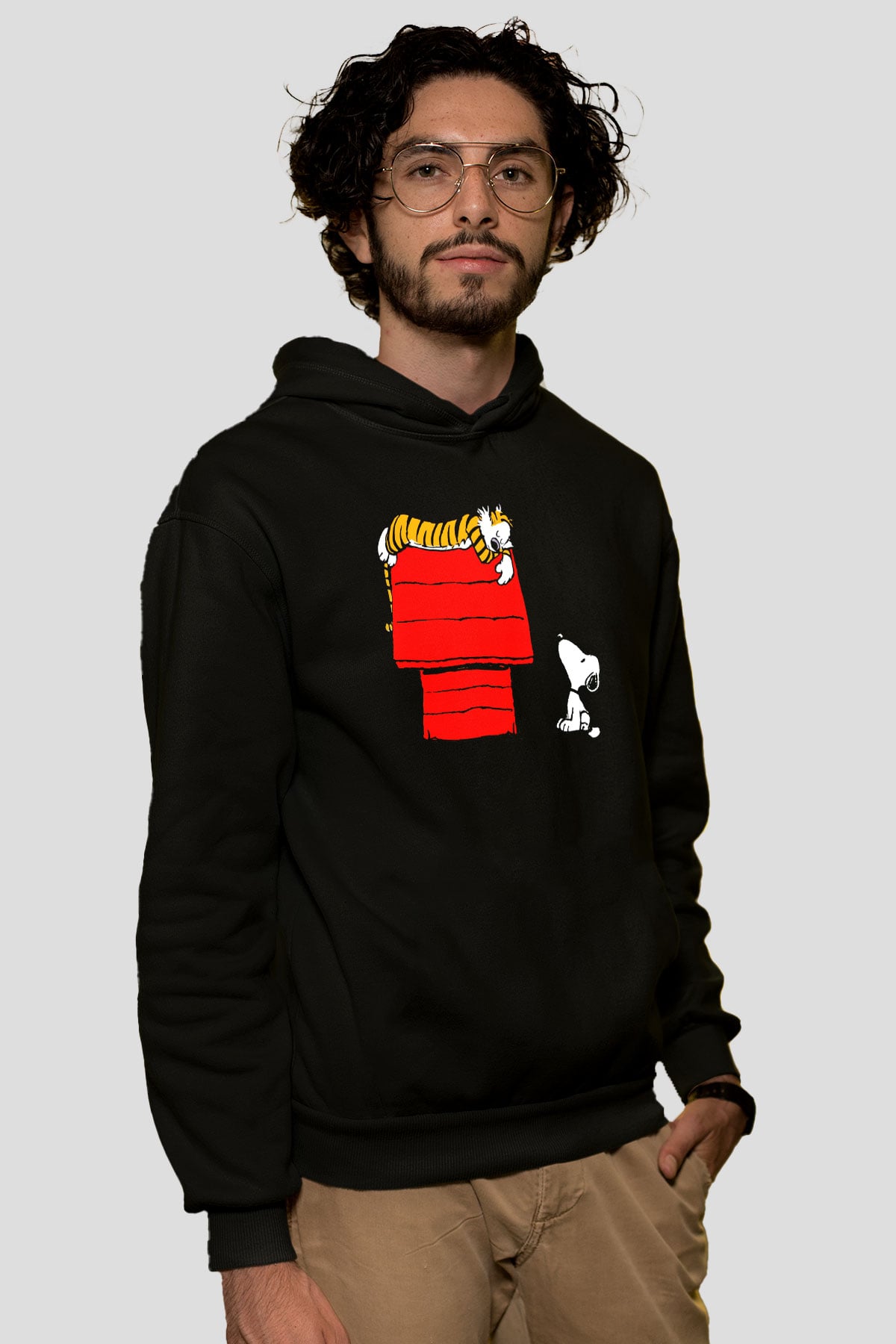 Peanuts Siyah Unisex Kapüşonlu Sweatshirt