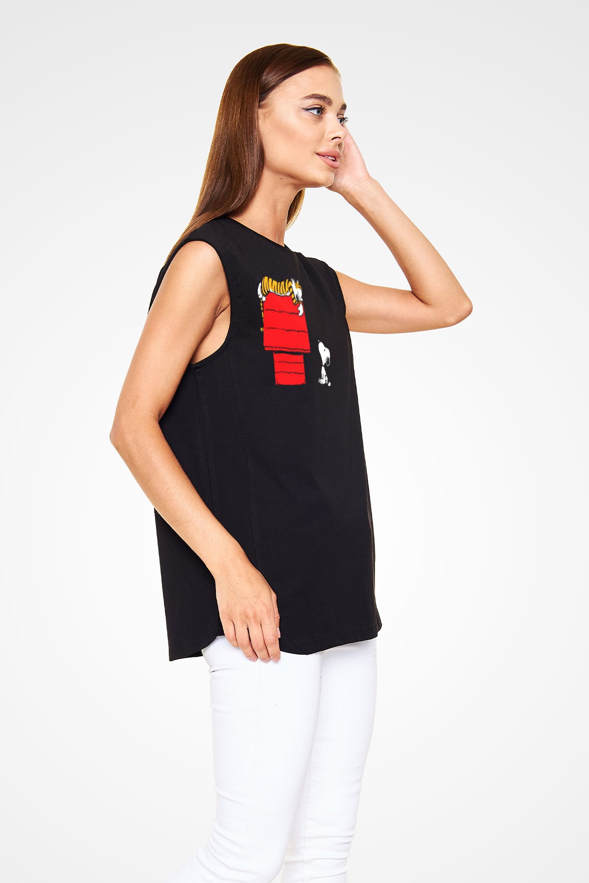 Peanuts Siyah Unisex Kolsuz Tişört