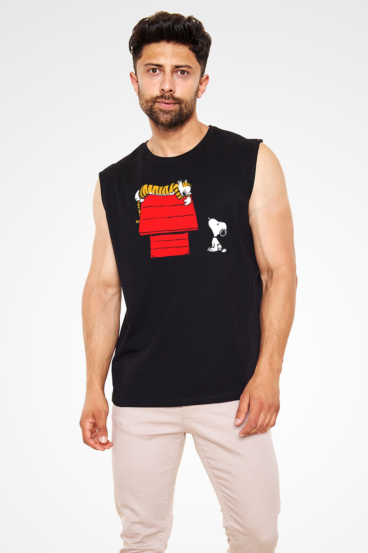 Peanuts Siyah Unisex Kolsuz Tişört