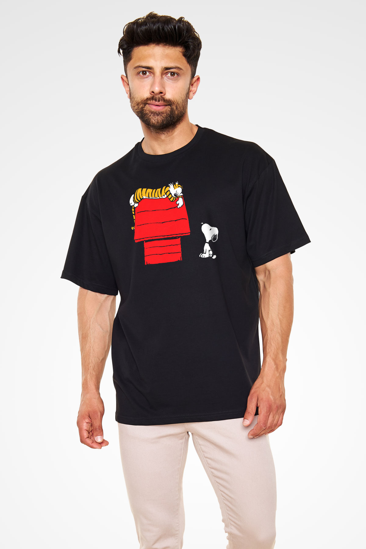 Peanuts Siyah Unisex Oversize Tişört