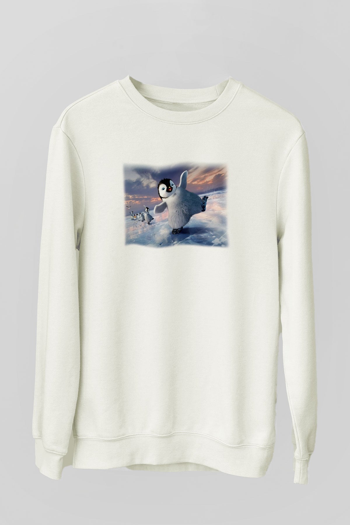 Penguen Beyaz Unisex Sweatshirt