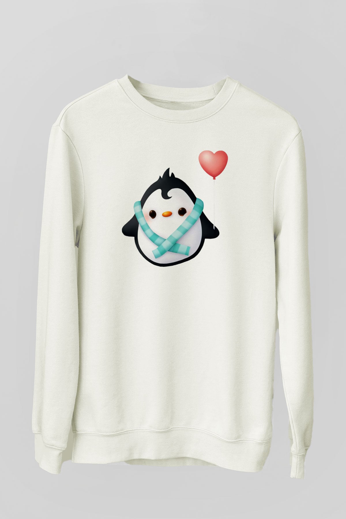 Penguen Beyaz Unisex Sweatshirt
