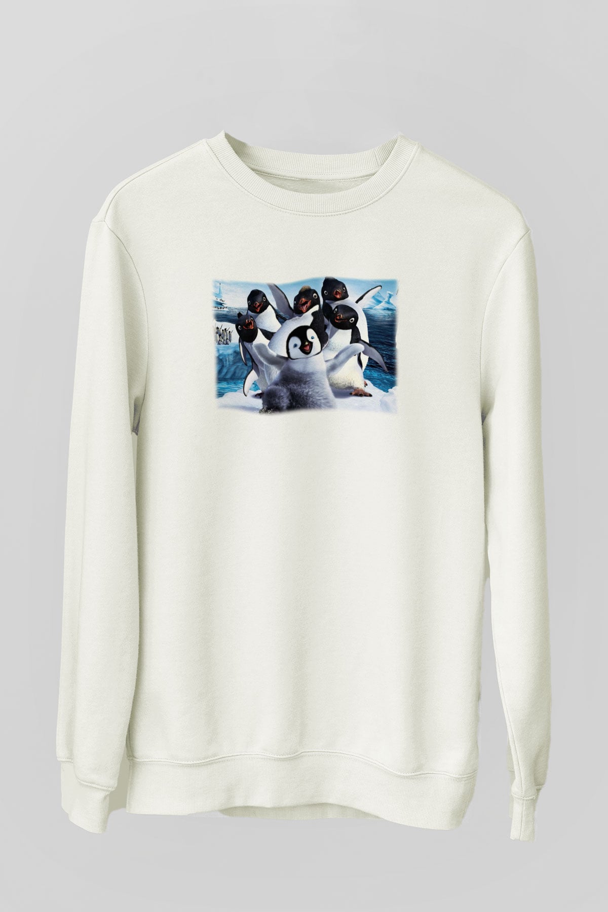 Penguen Beyaz Unisex Sweatshirt